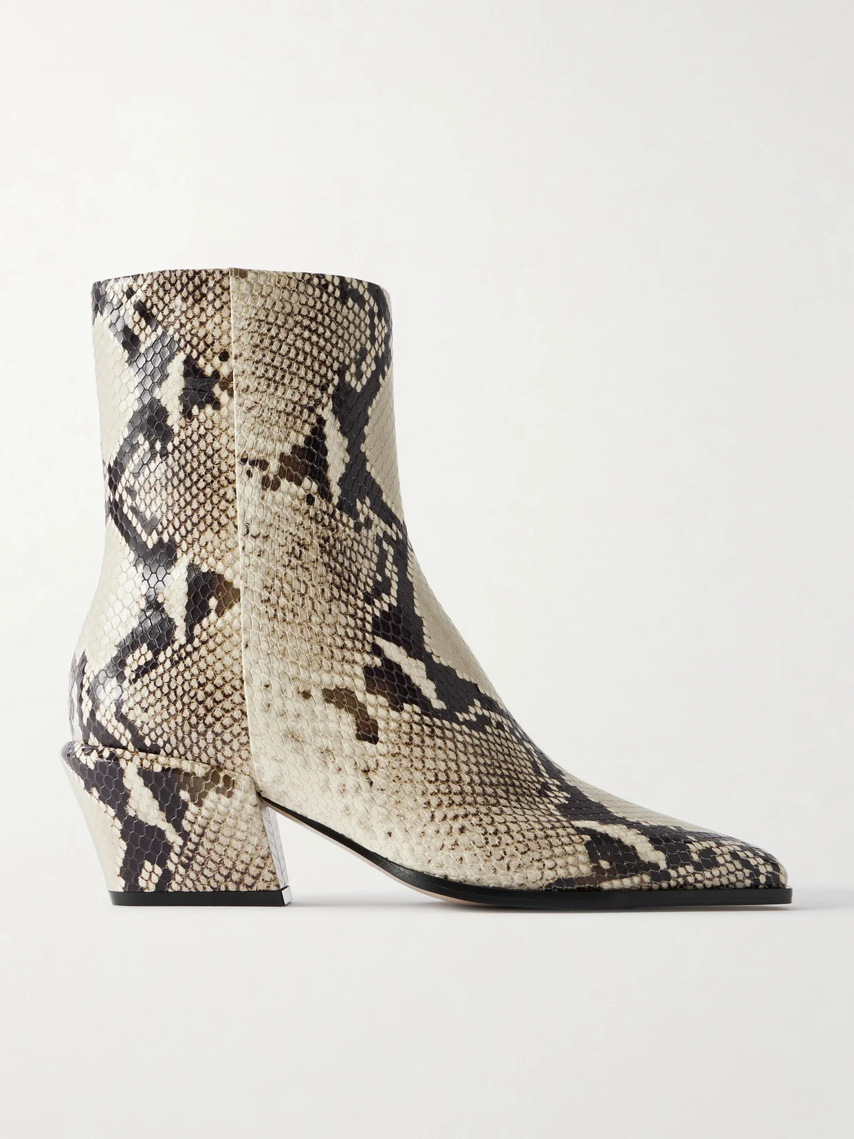 Bettina Snake-effect Leather Ankle Boots - 1