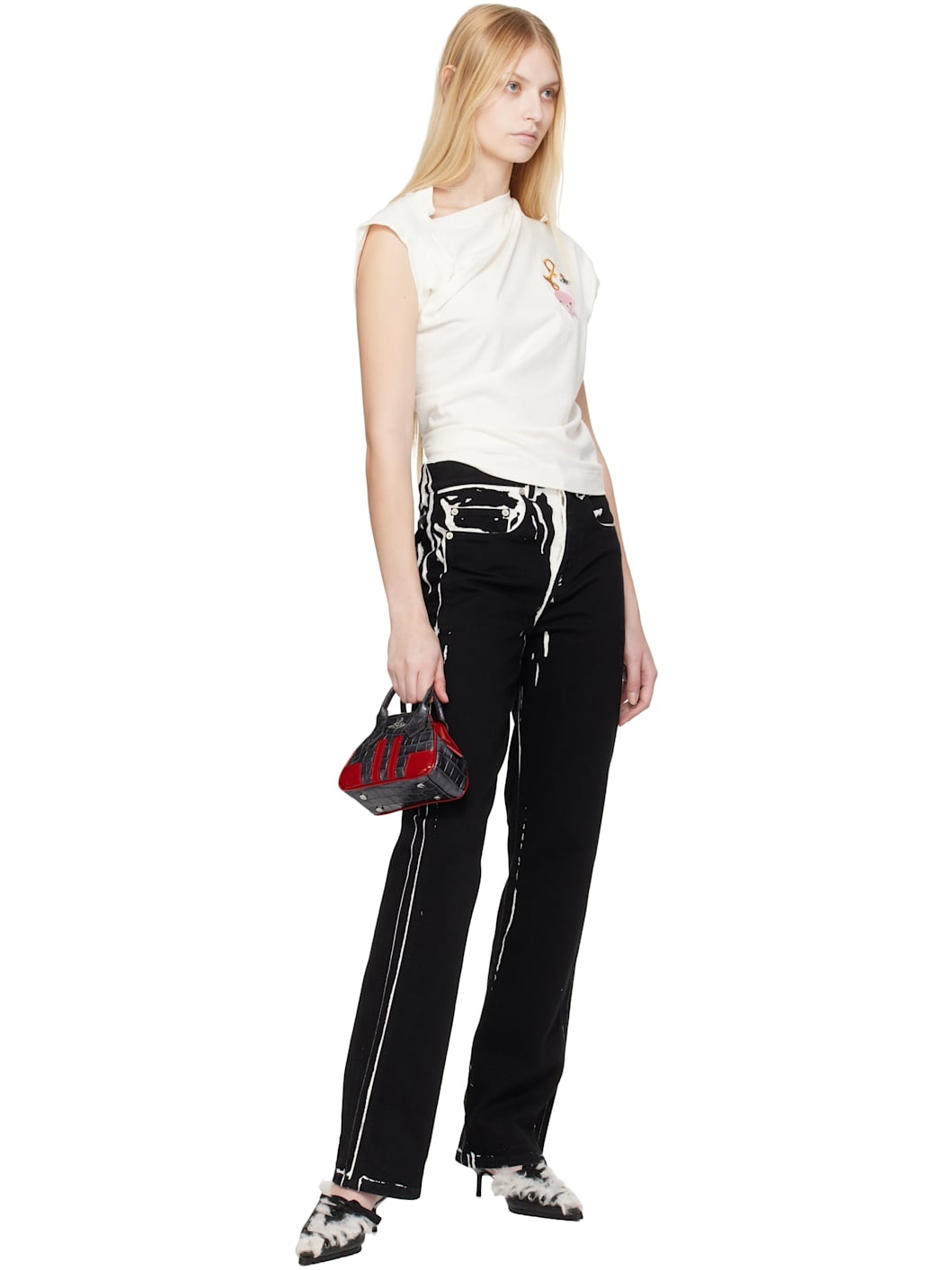 Gray & Red Mini Yasmine Chain Bag - 4
