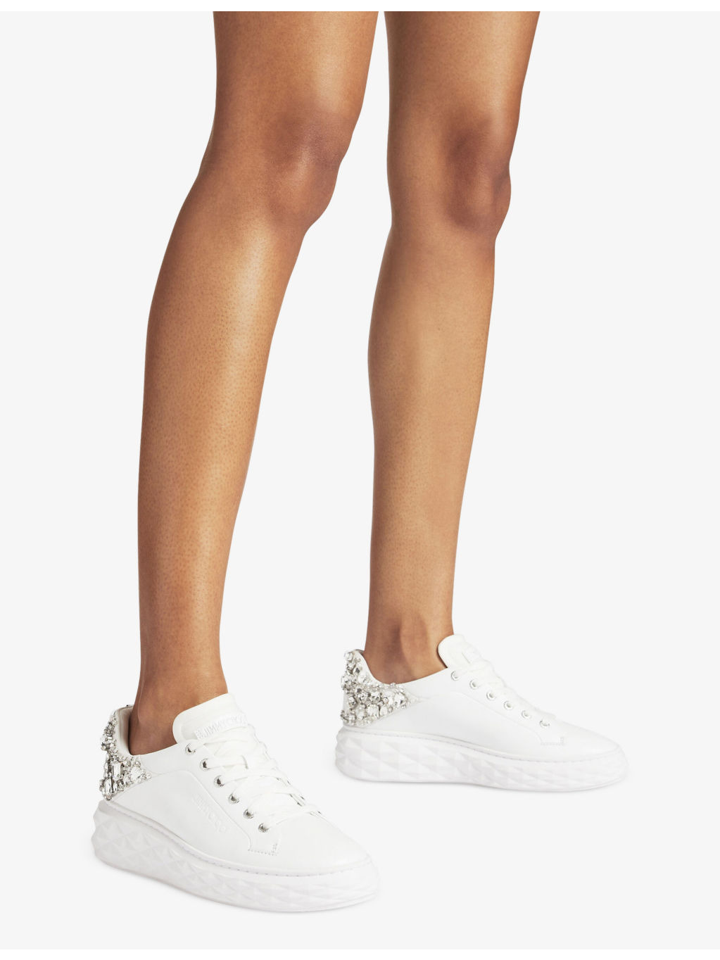 Diamond Maxi sequin-embellished leather and woven low-top trainers - 2