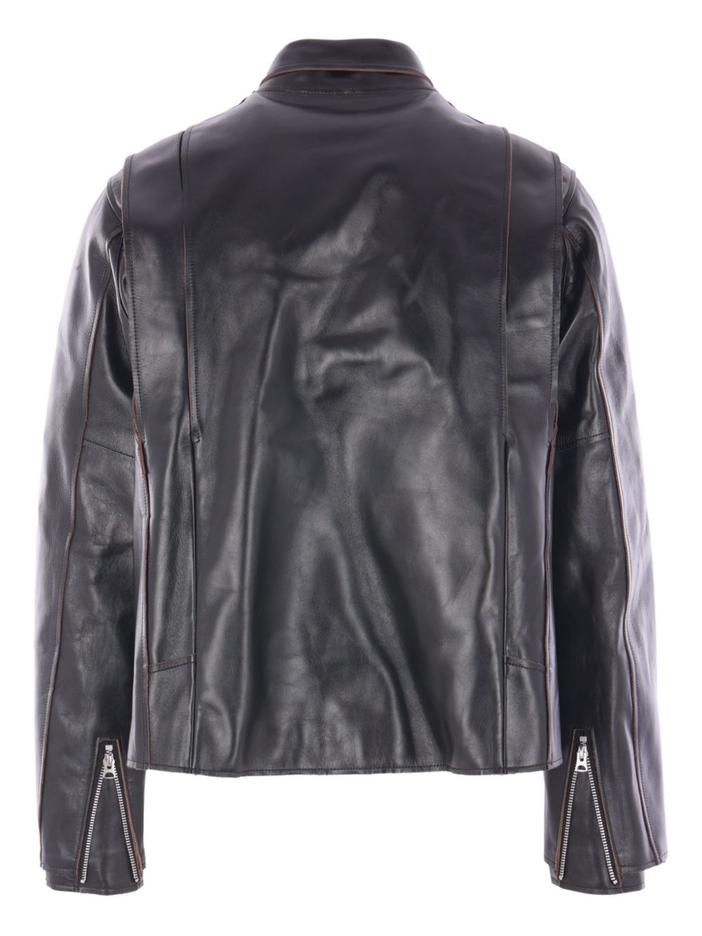snap-fastening leather jacket - 2