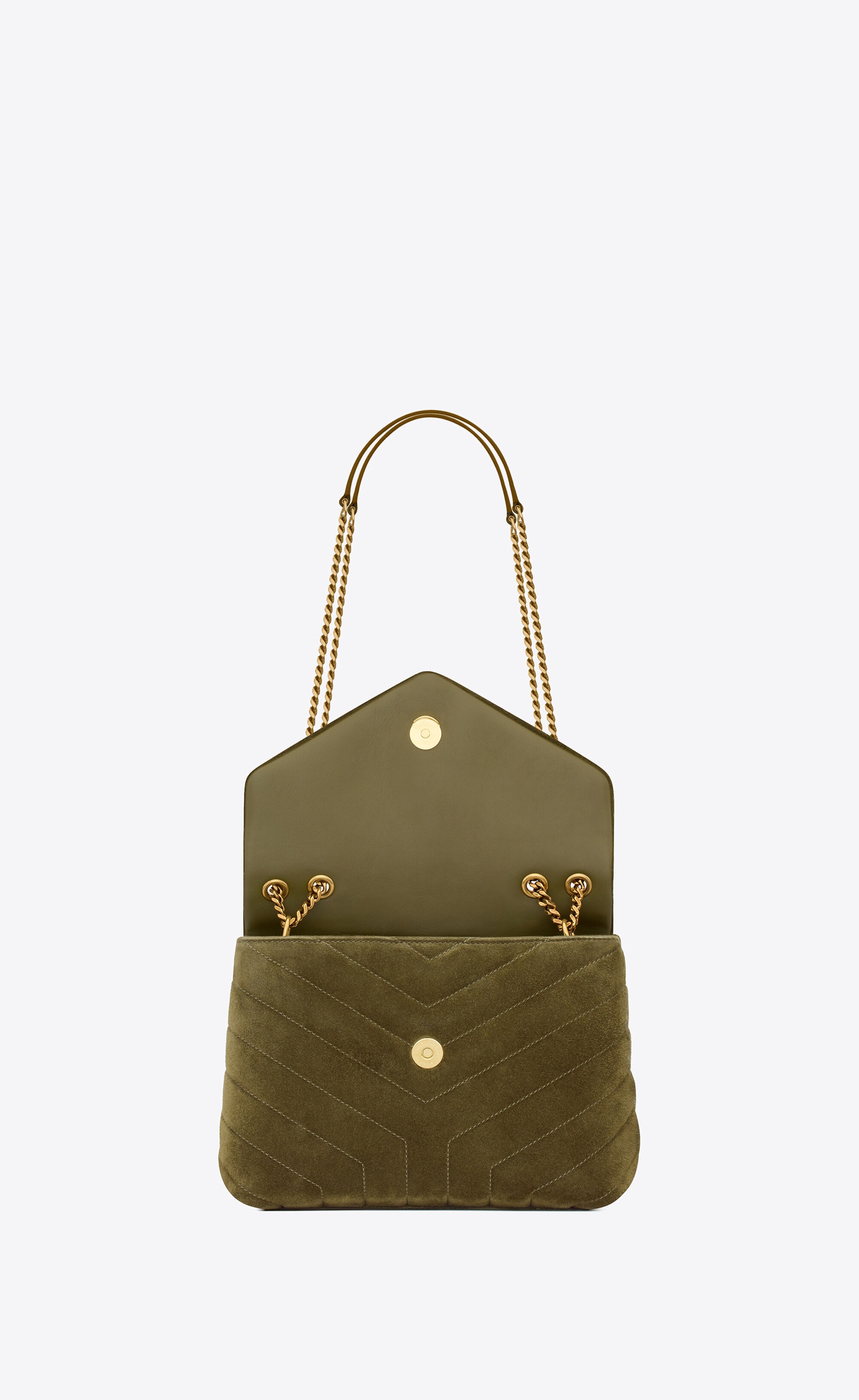 Saint Laurent Loulou Small Monogram YSL Suede V-Flap Shoulder Bag