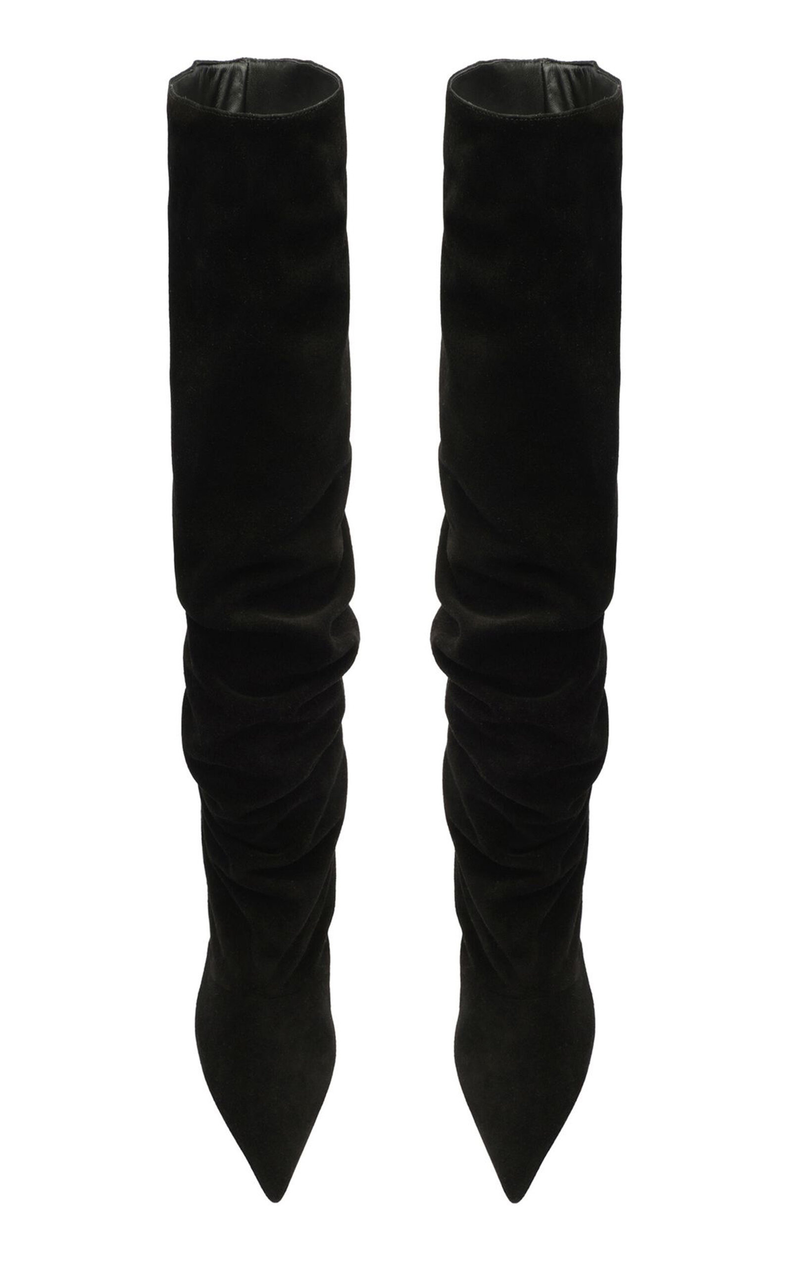 Tati Scrunched Suede Knee Boots black - 7