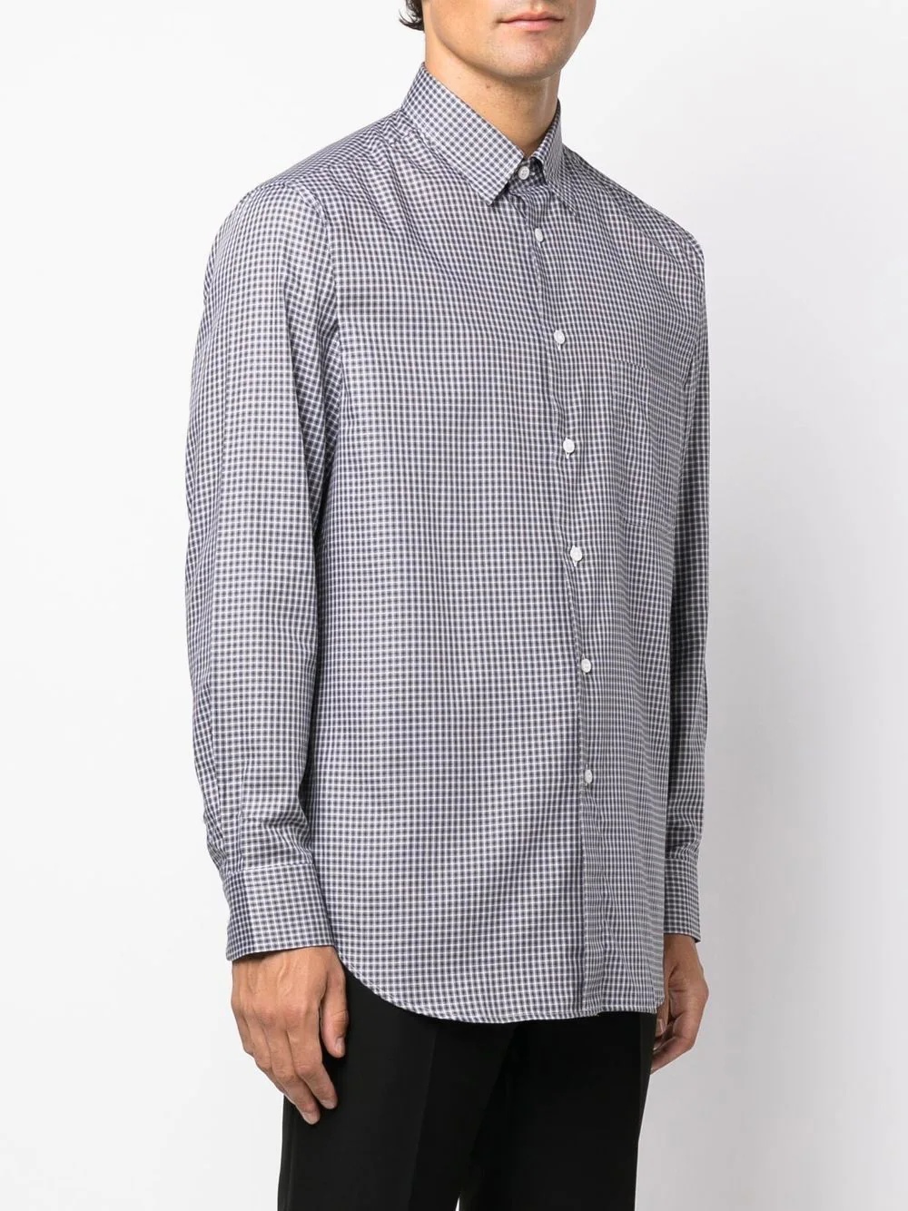 check-print long-sleeve shirt - 3