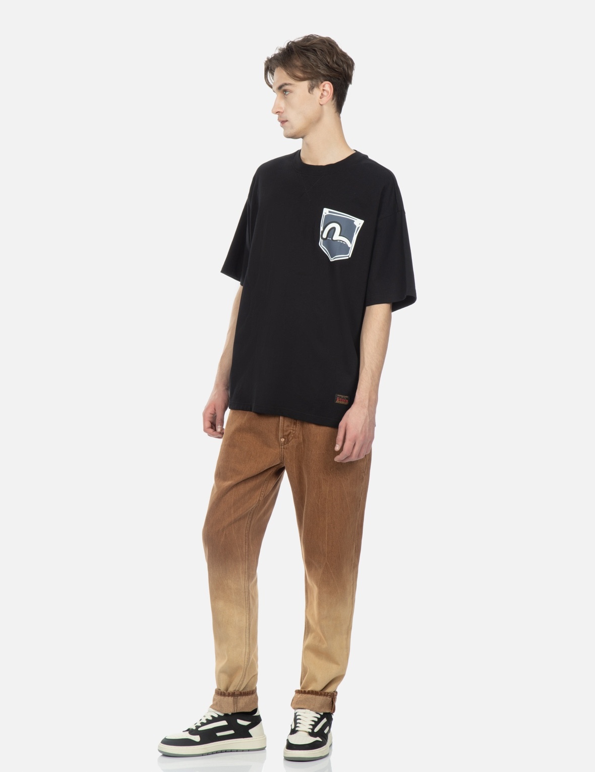 DAICOCK PRINT GRADIENT SPRAY-DYE CARROT-FIT JEANS #2017 - 4