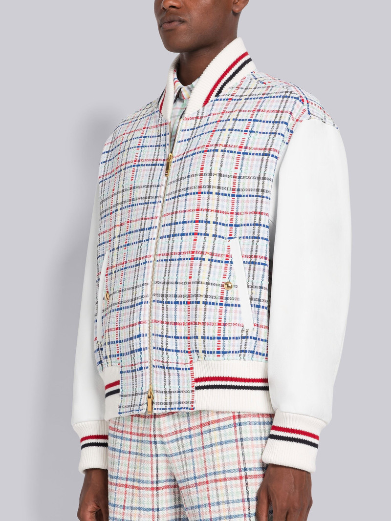 Thom Browne Micro Gingham Tweed Oversized Blouson outlook