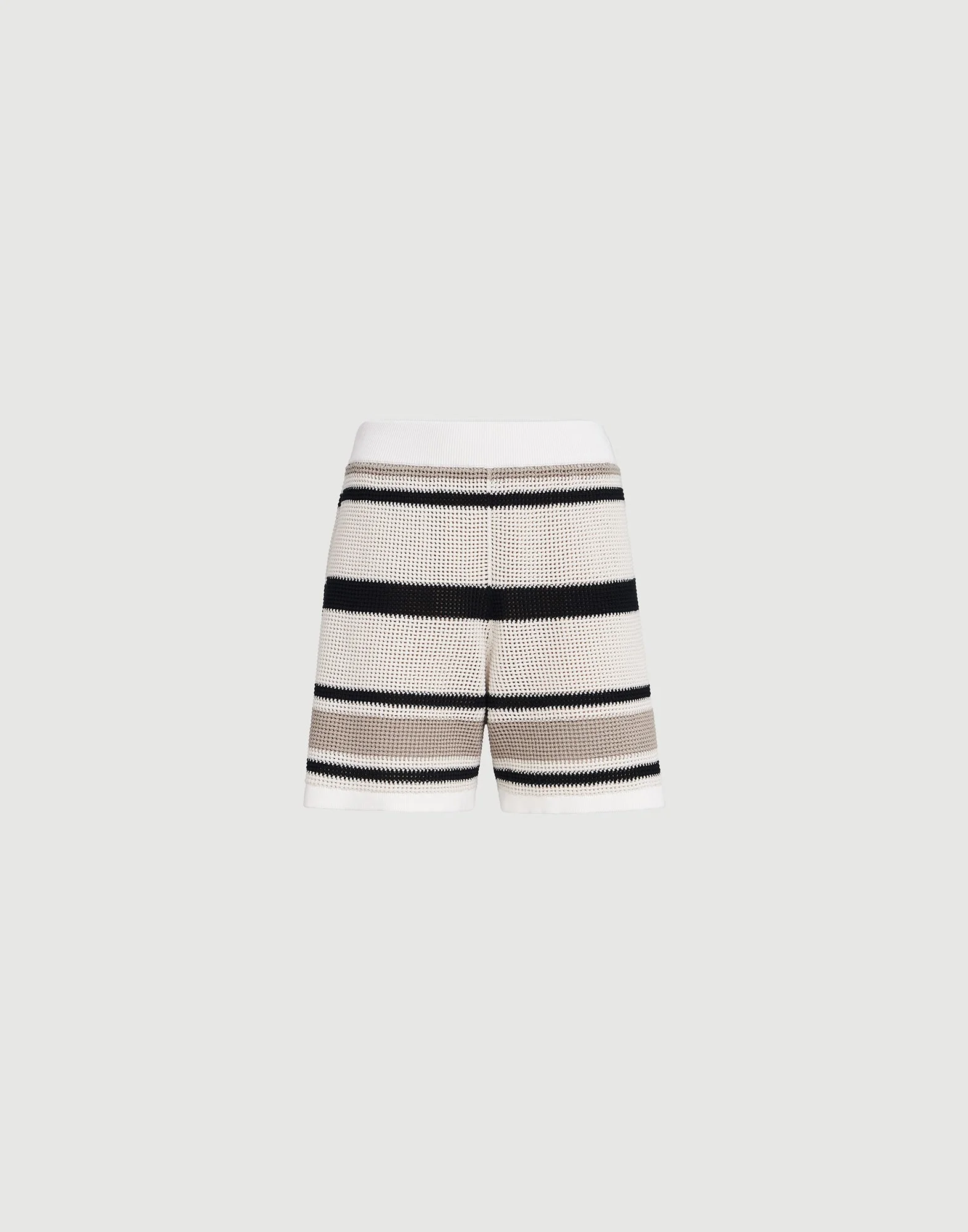 Striped cotton net knit shorts - 1