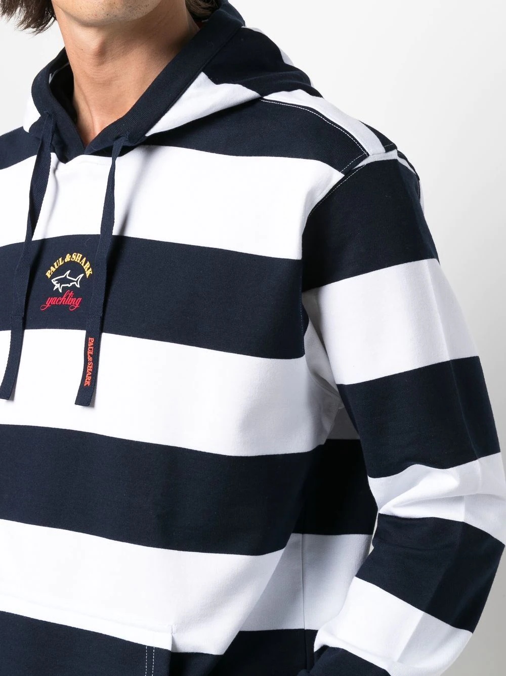 striped logo-patch hoodie - 5