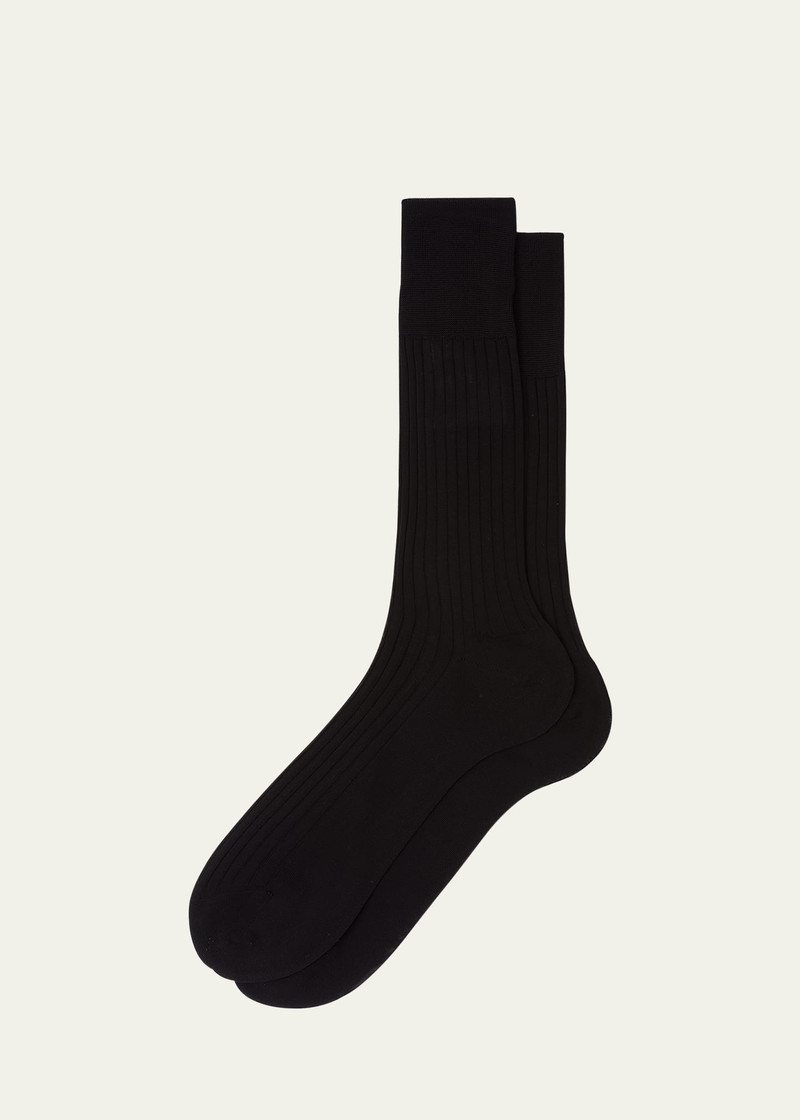 Men's Rib-Knit Cotton Crew Socks 1