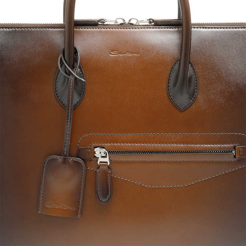 Dark brown leather laptop bag 5