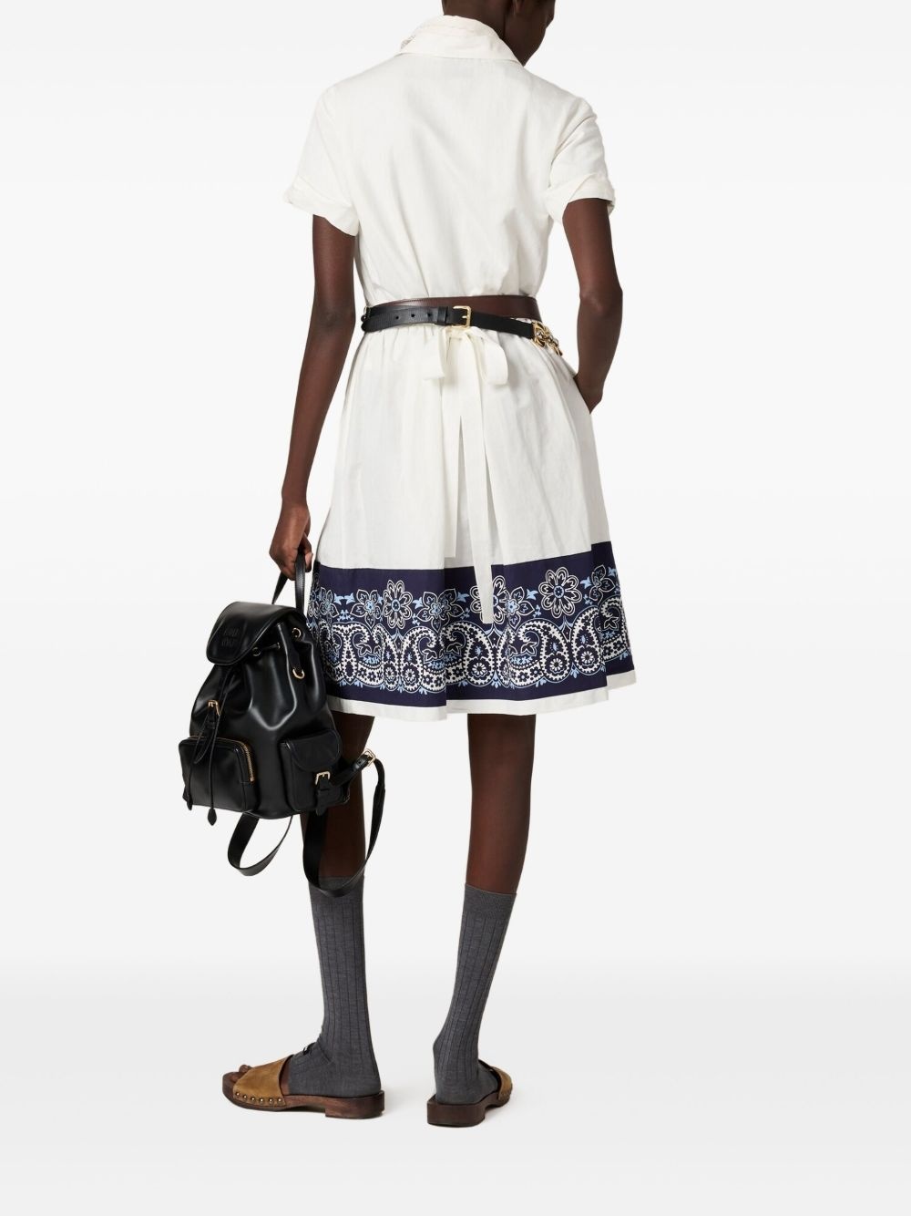 bandana-print poplin midi dress - 3