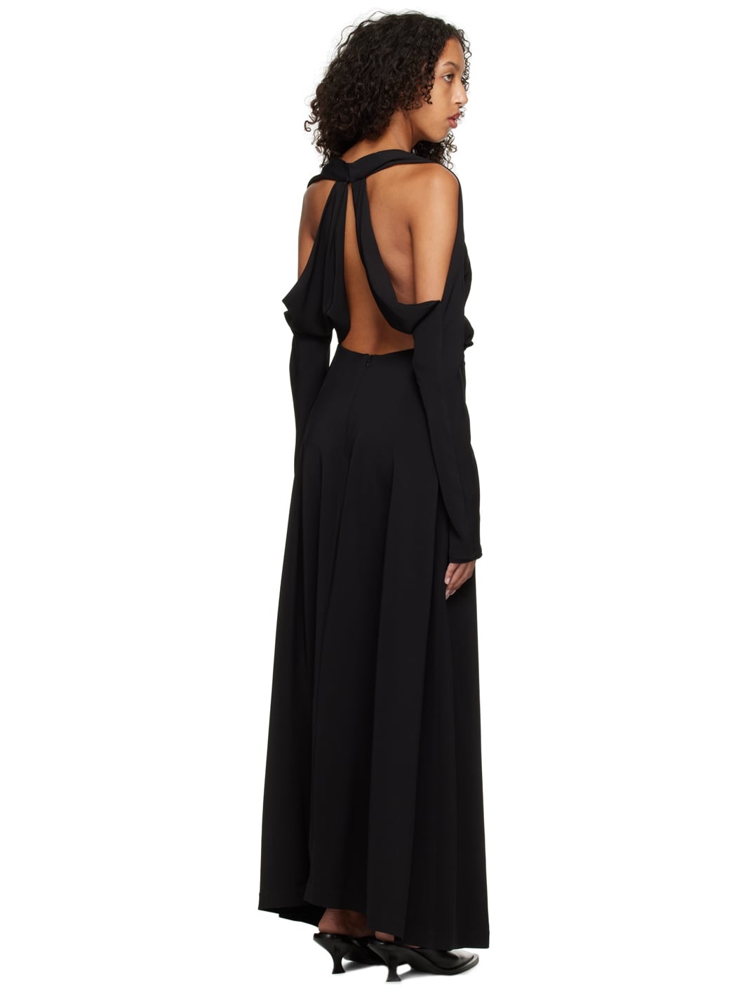Black Envelope Flume Maxi Dress - 3