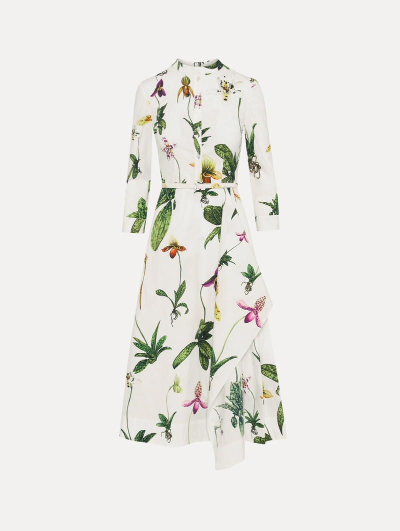 ORCHID COTTON POPLIN 3/4 SLEEVE DRESS 1