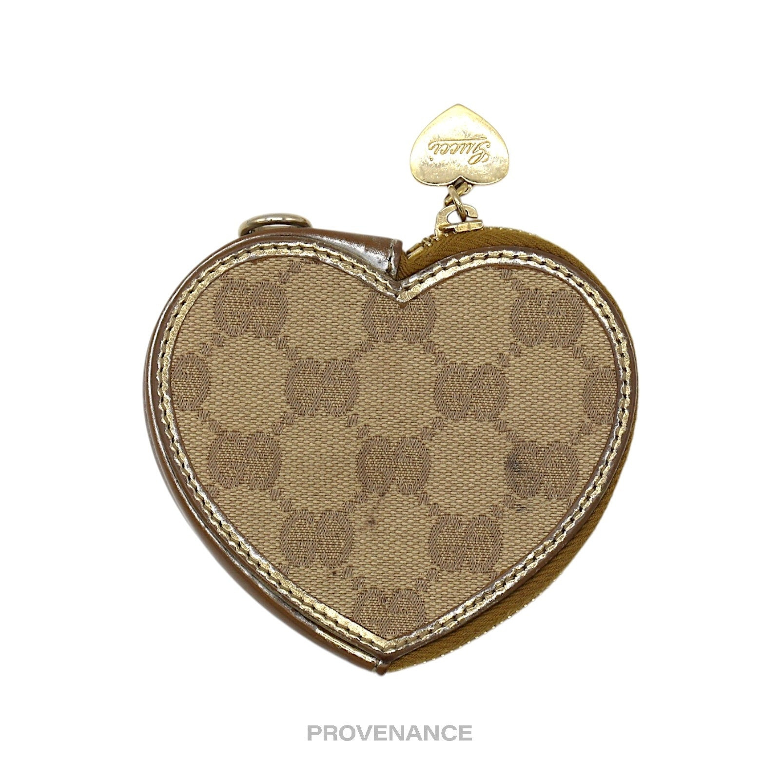 Gucci GG Canvas Coin Wallet - Bronze Heart Metallic - 2