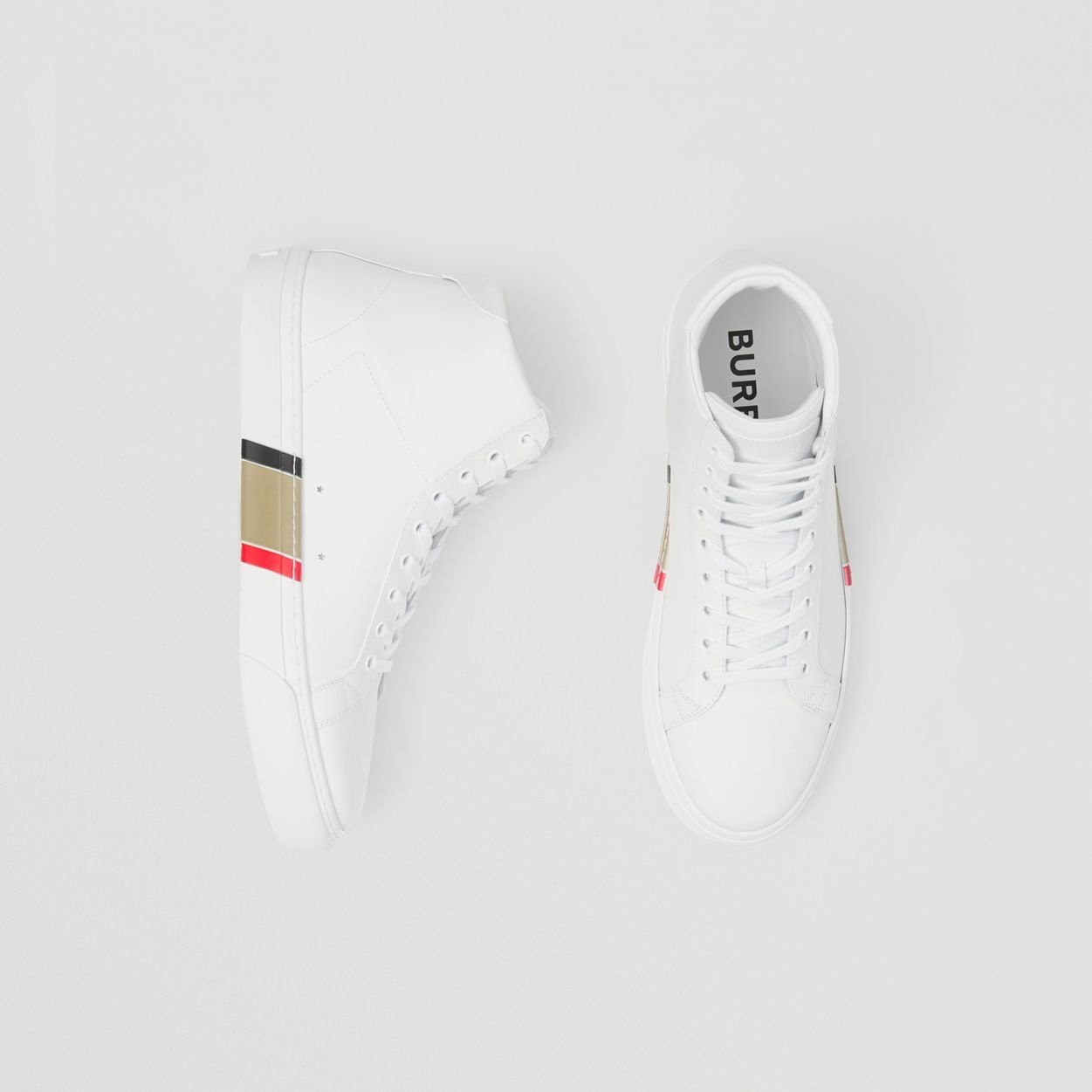 Stripe Detail Leather High-top Sneakers - 2