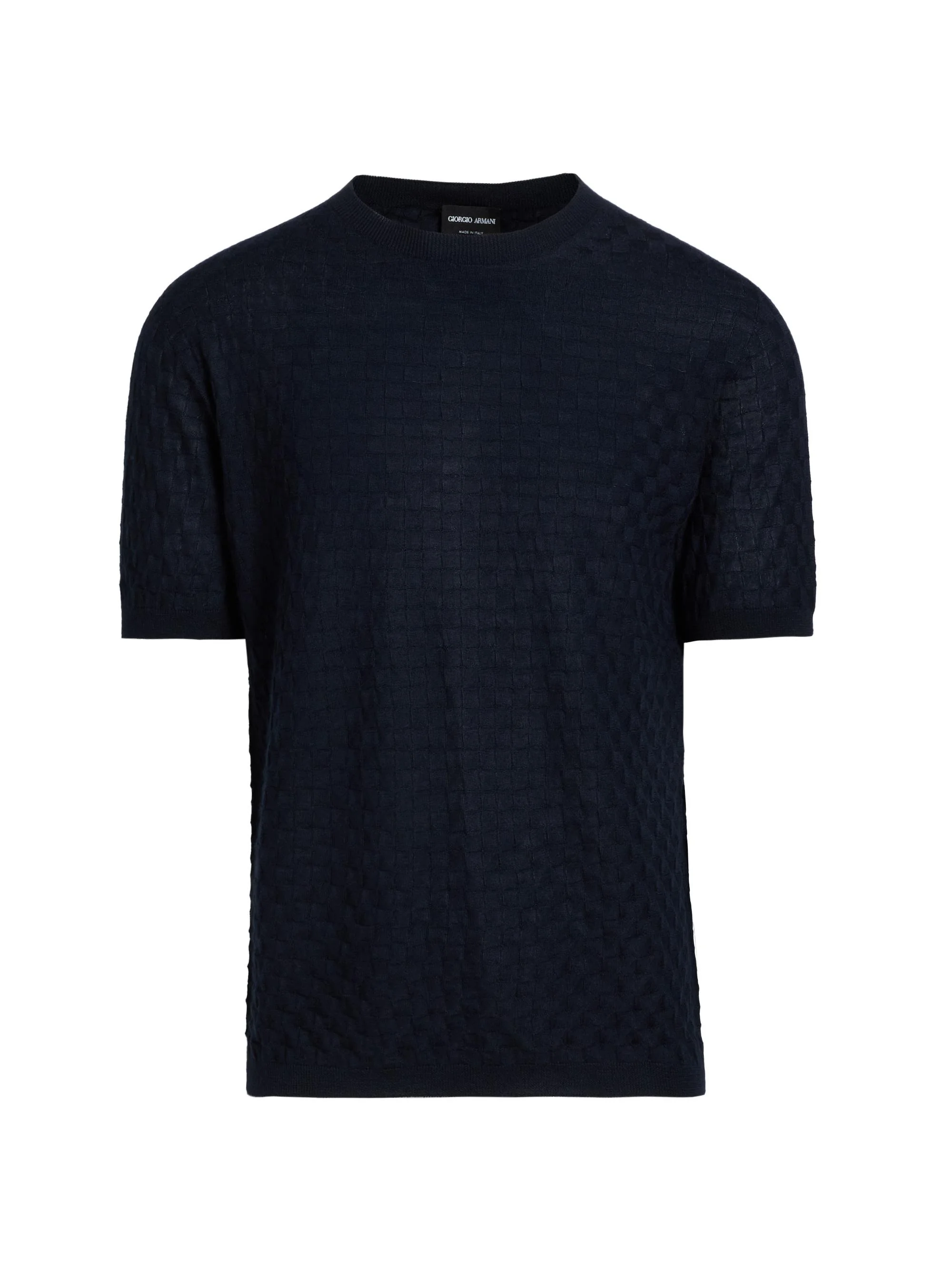 Men's Textured Knit Cashmere-Silk Crewneck Sweater - Night Blue - 1