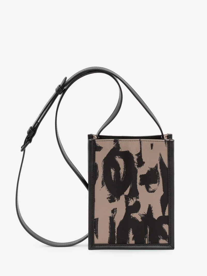 Mcqueen Graffiti Edge Mini Crossbody Bag in Black/beige 3