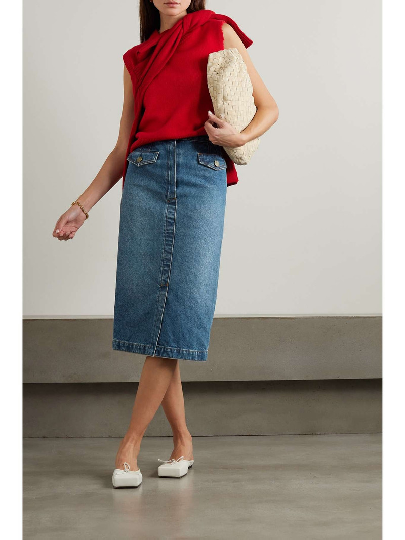 FRAME + NET SUSTAIN Denim midi skirt outlook