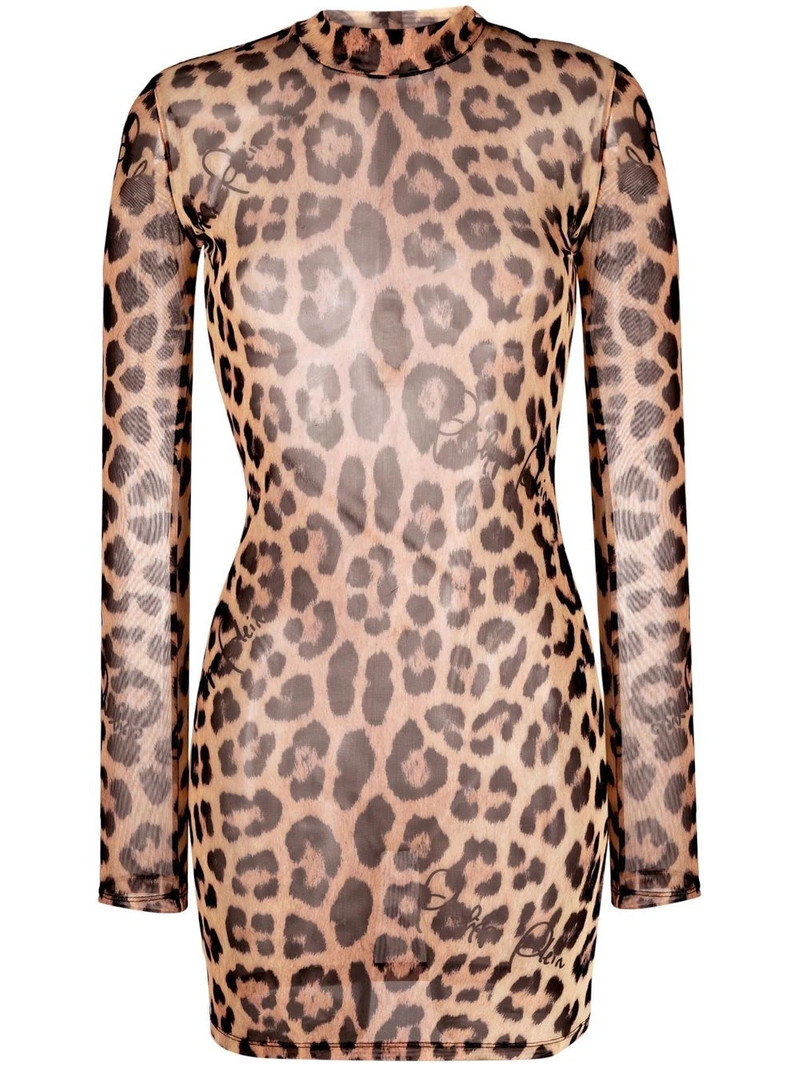 leopard-print mock neck dress 1
