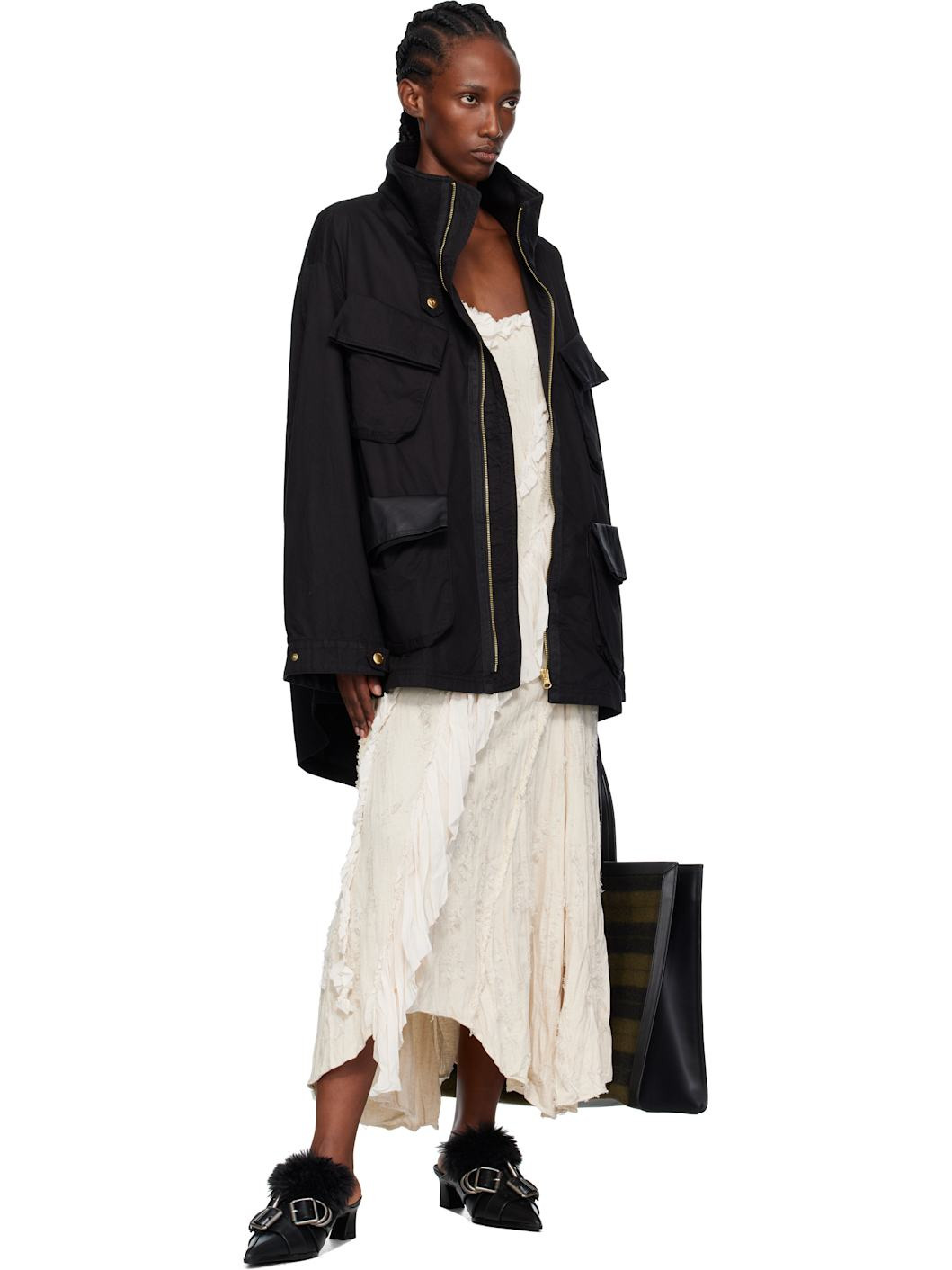Black Cargo Pocket Field Jacket - 4