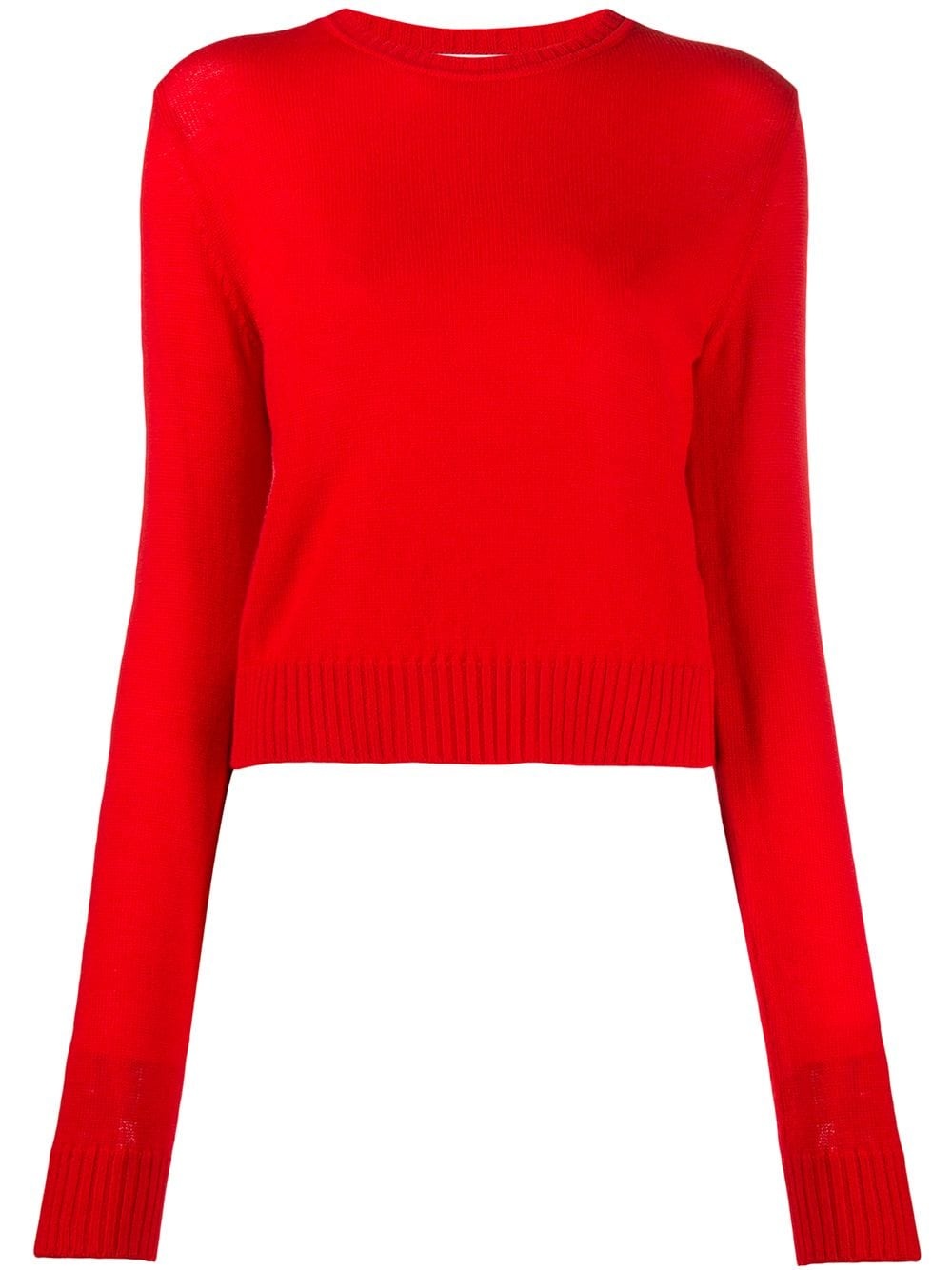 crew-neck long sleeved knitted top - 1