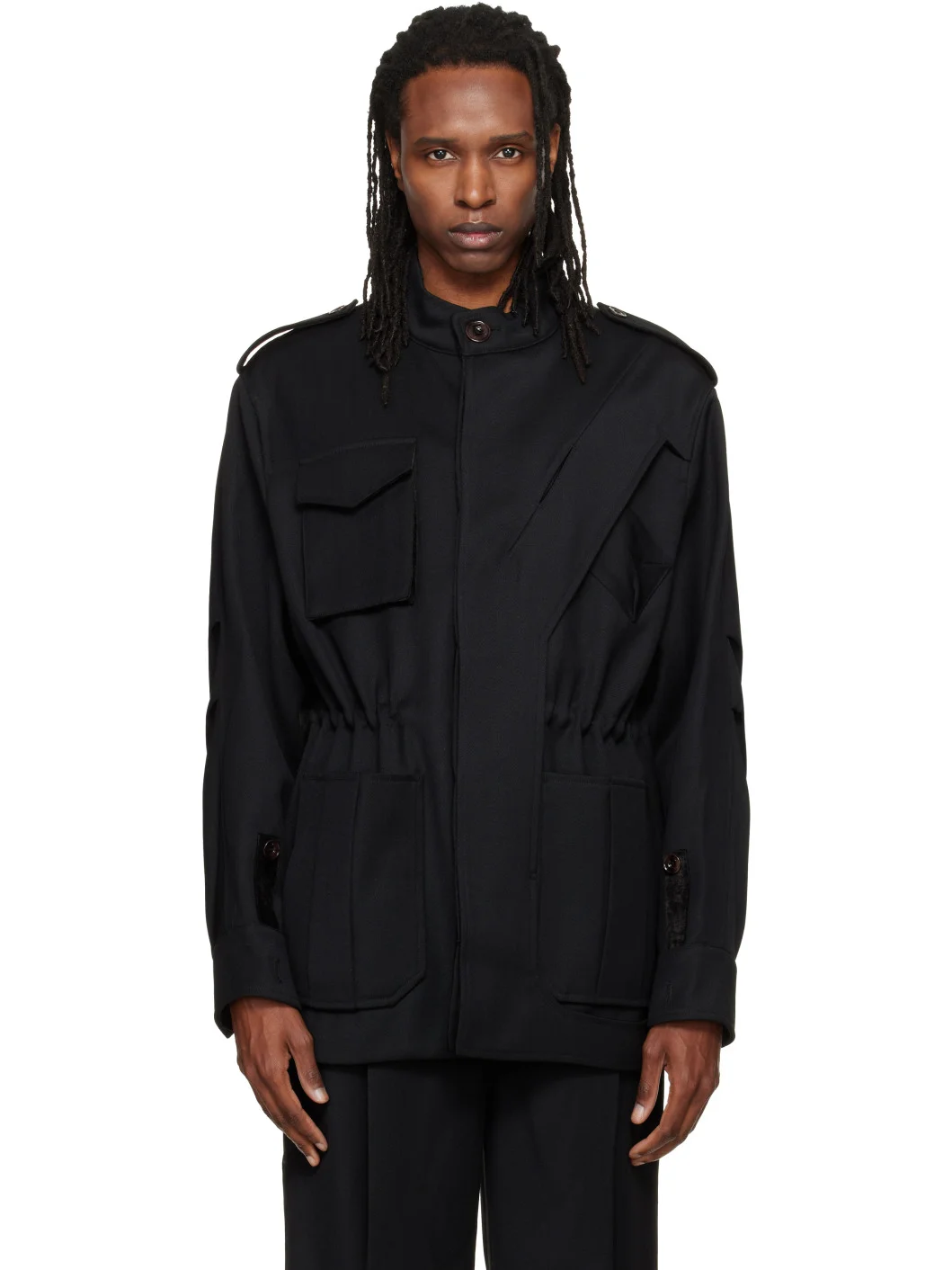 Black Deconstructed Parka Jacket - 1