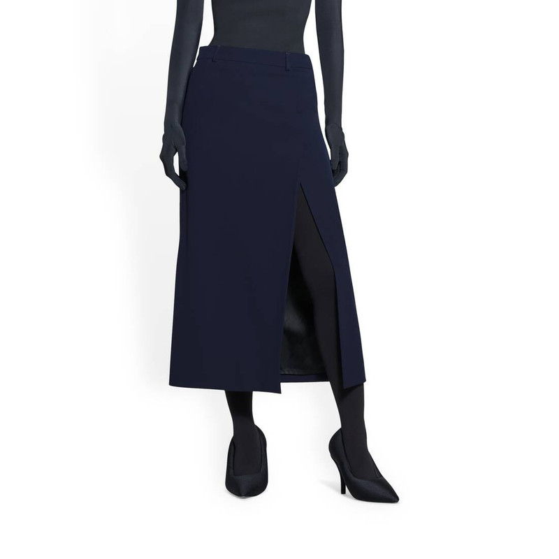 Slit Tailored Skirt in Navy Blue 5