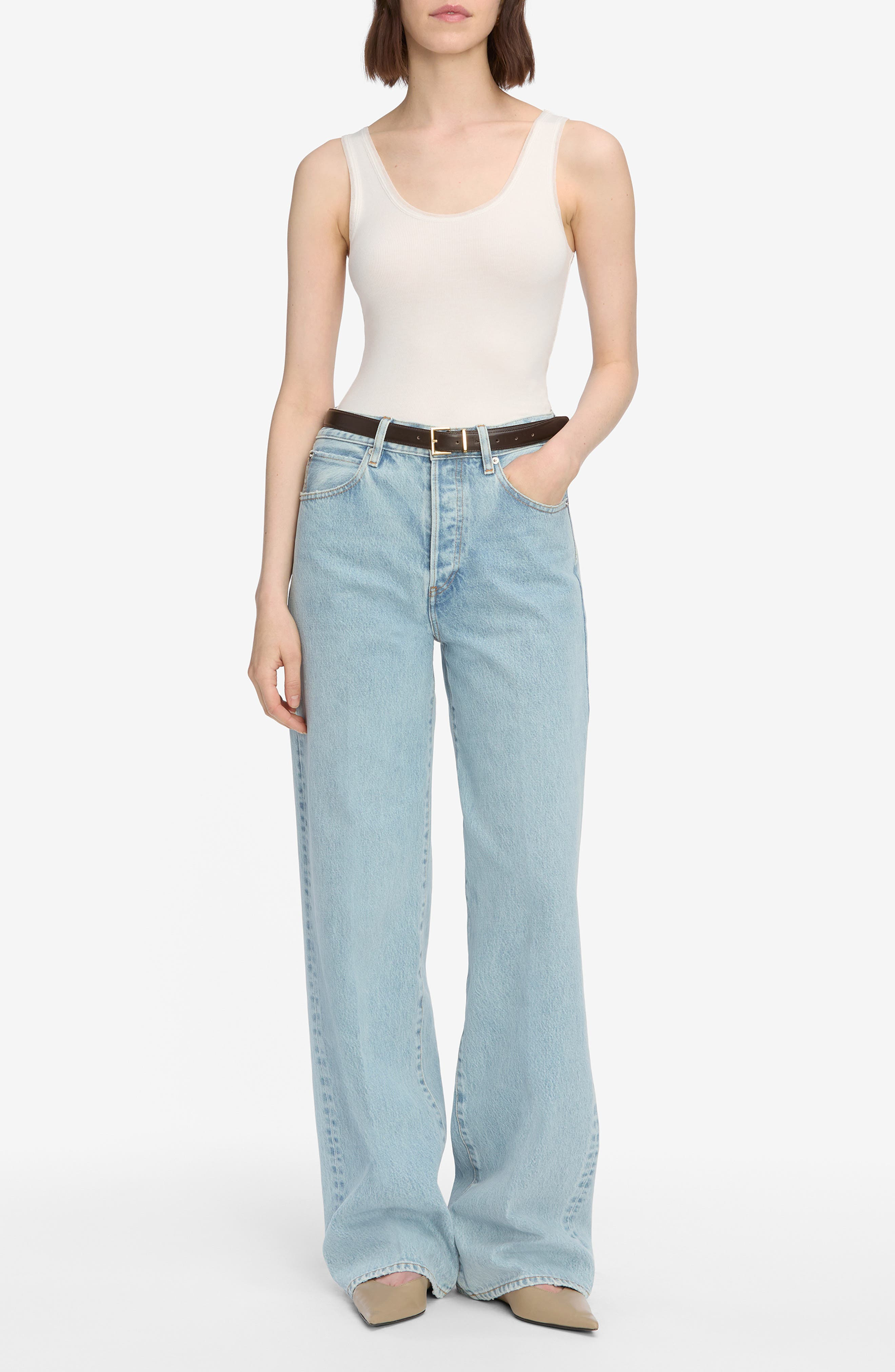 FRAME The Mesh Trim Tank in White at Nordstrom - 5