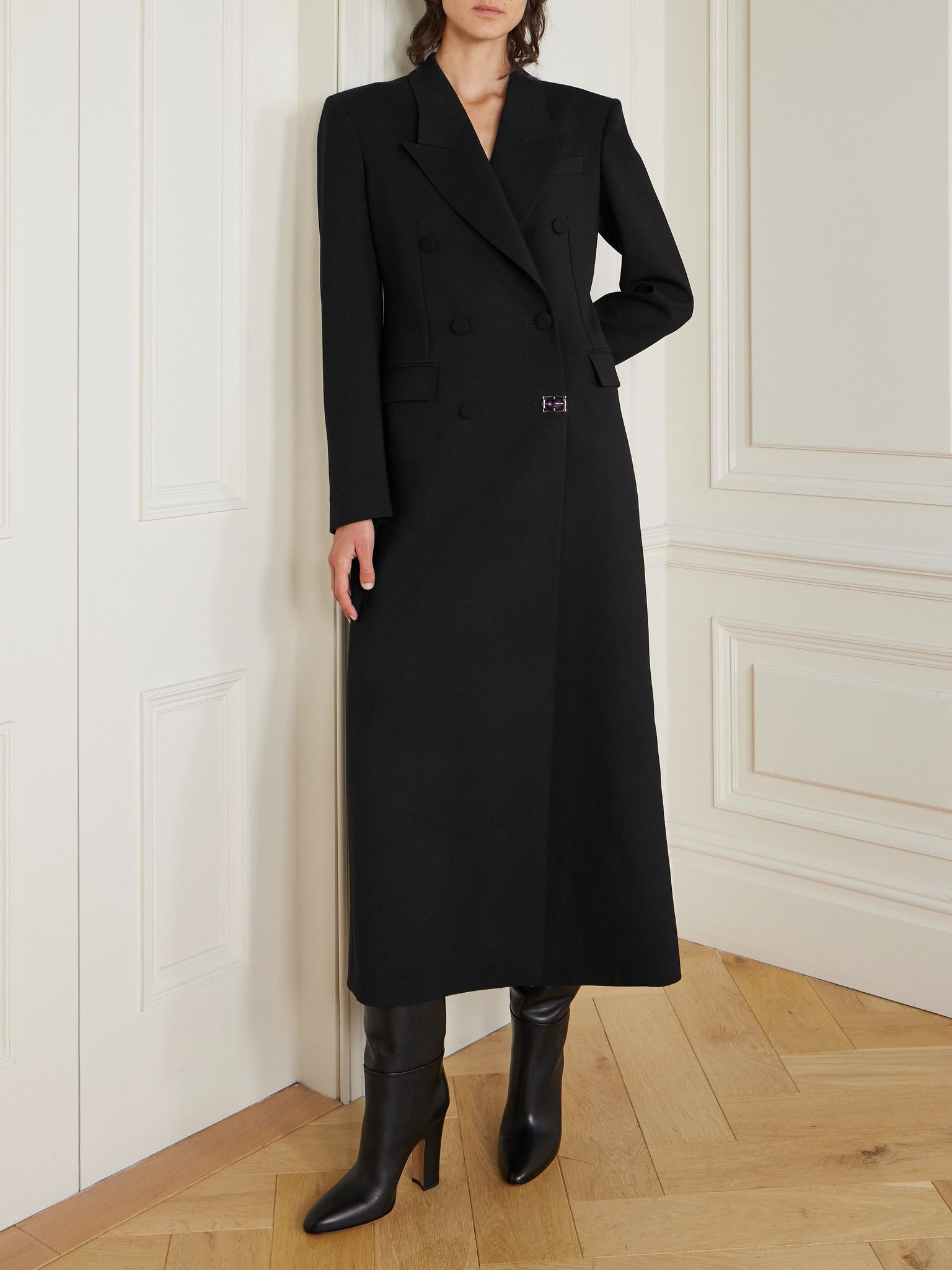 Julien double-breasted wool coat Black - 2