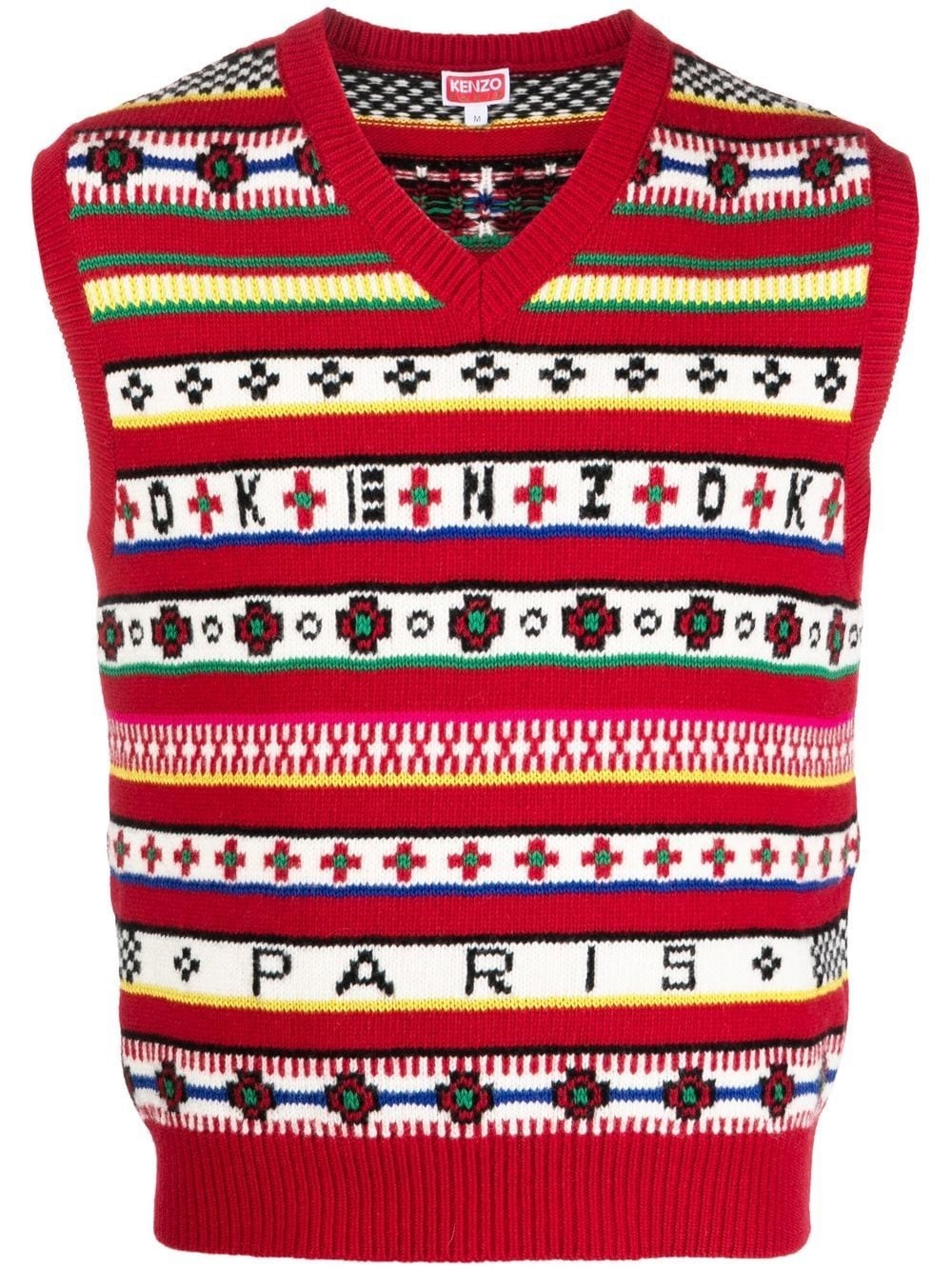 V-neck fair isle-knit vest - 1
