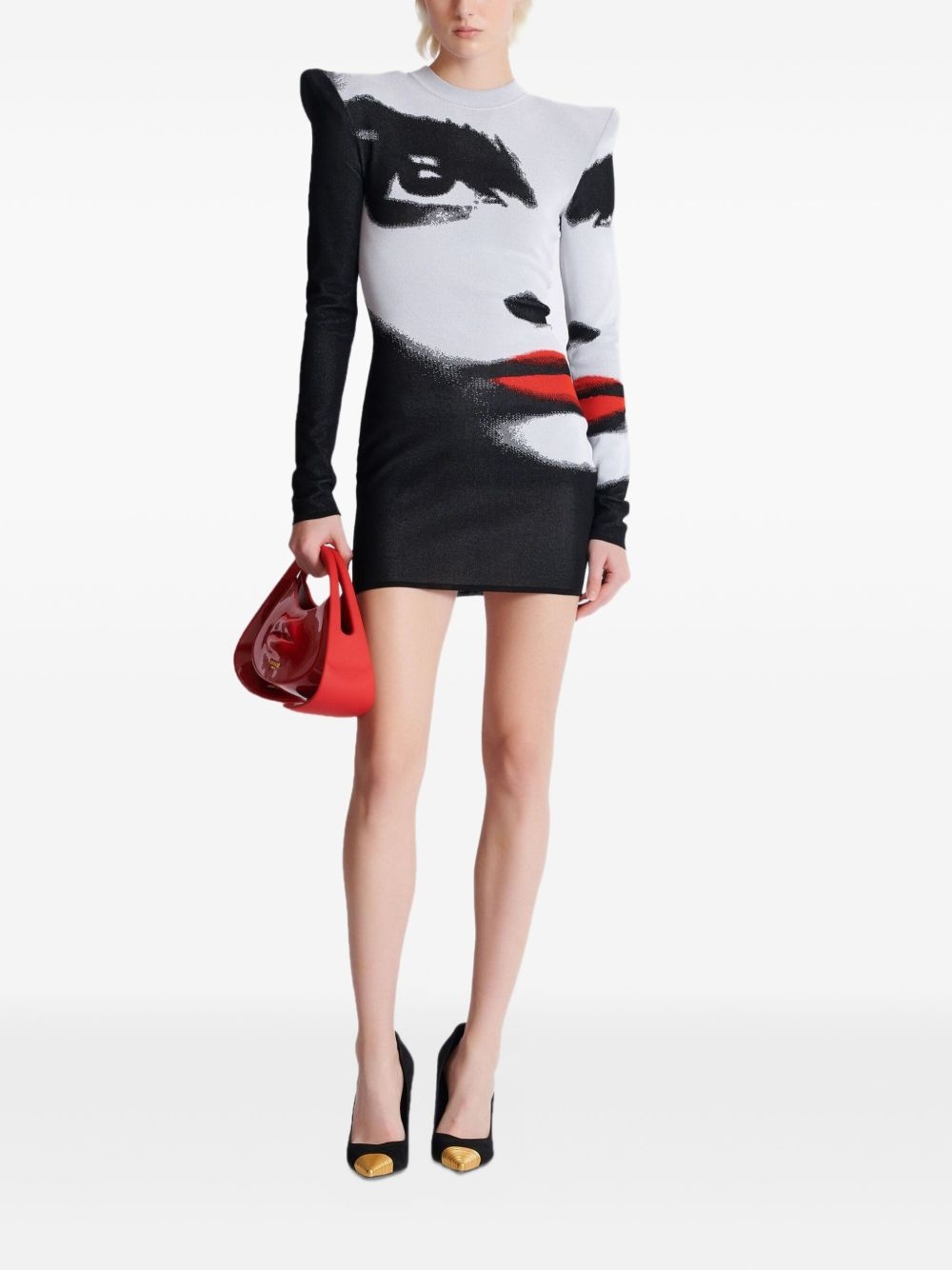 face-motif mini dress - 2