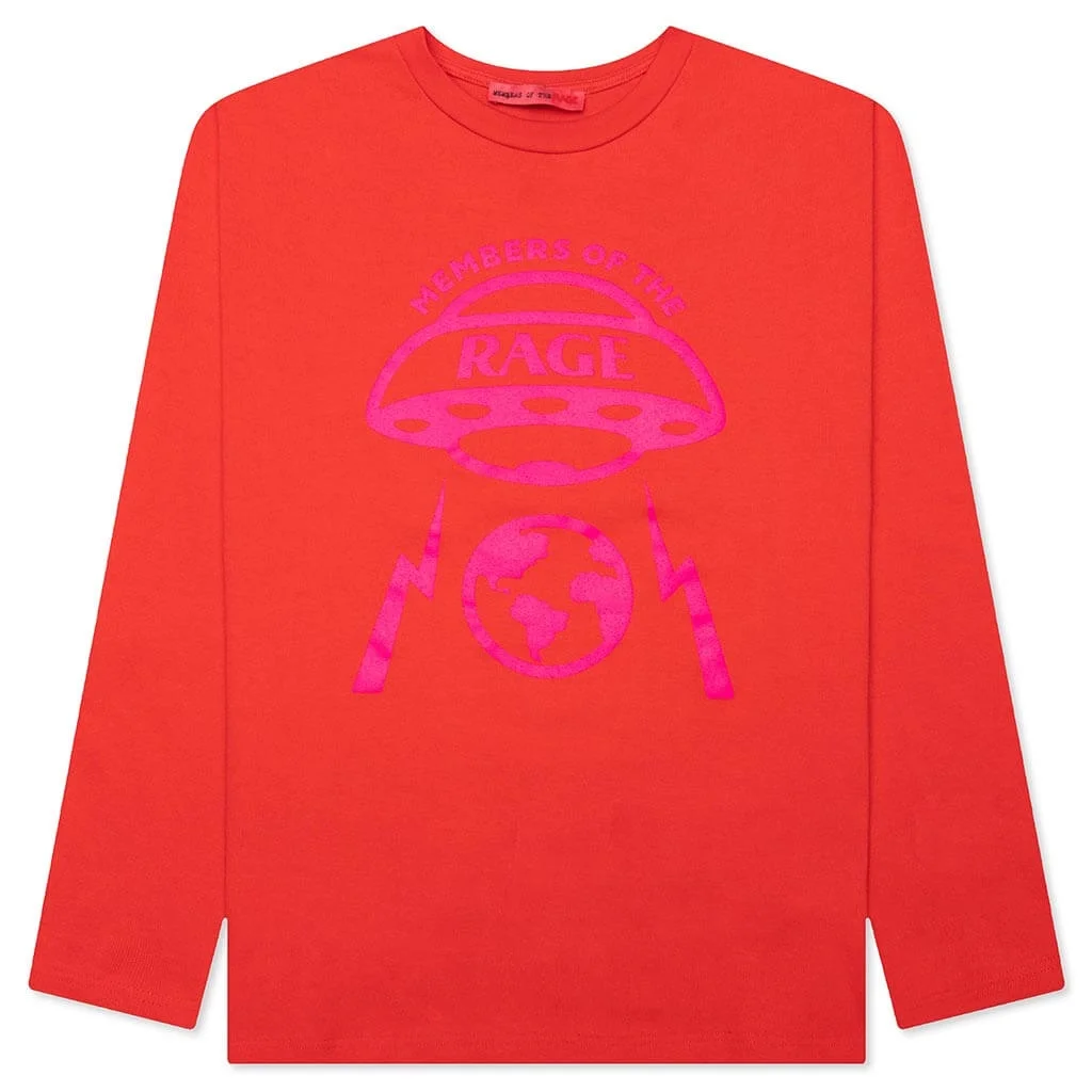 OVERSIZED PLANET L/S T-SHIRT - INFRARED - 1