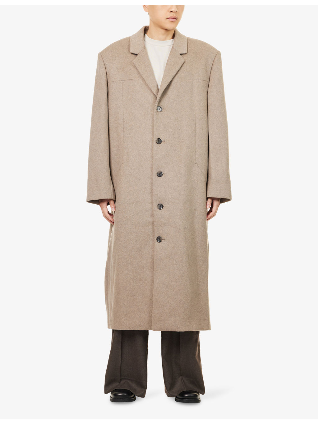 Structured Notched-Lapel Wool Blend Coat - 3