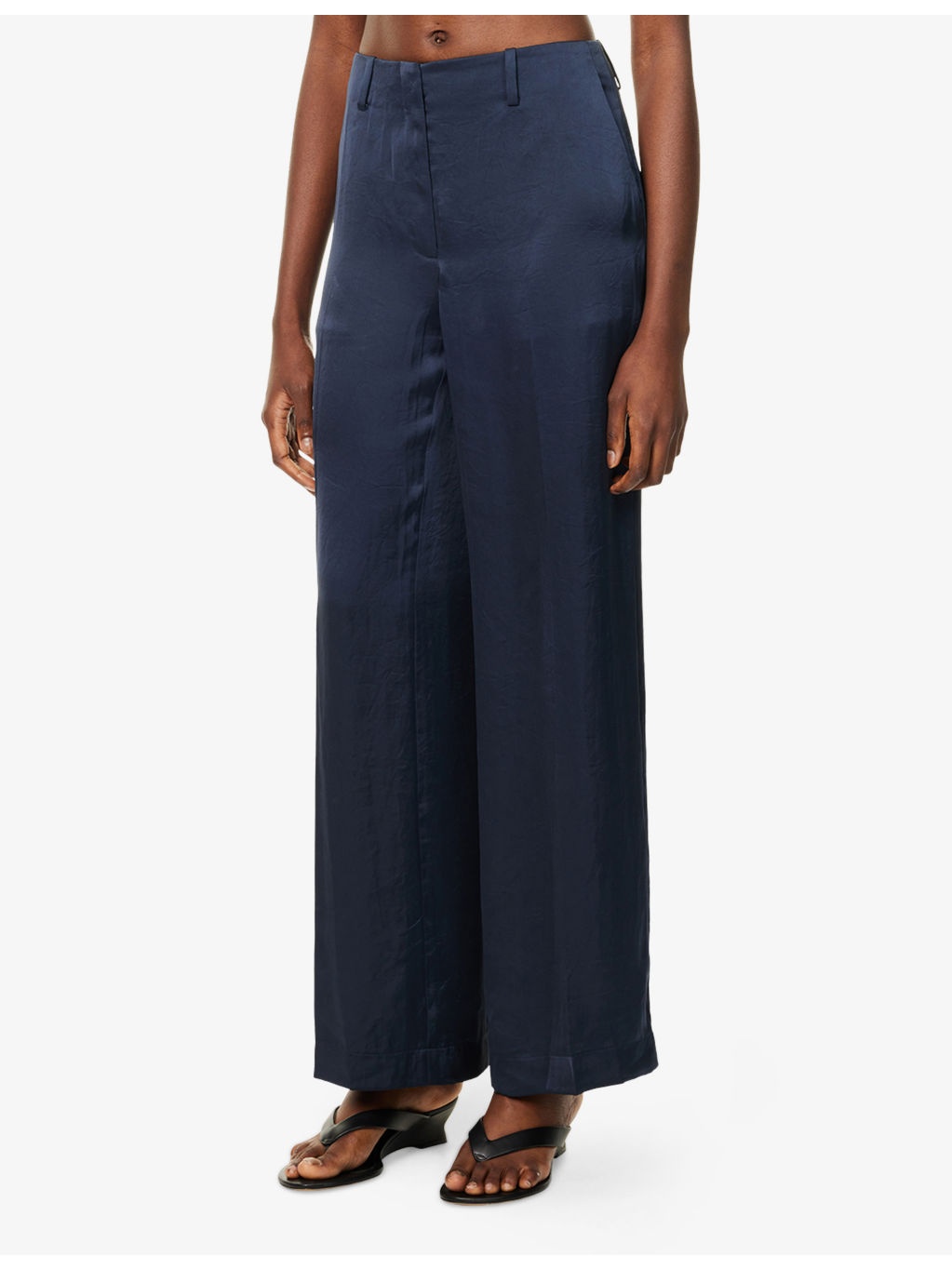 Satin Wide-Leg Woven Trousers - 3