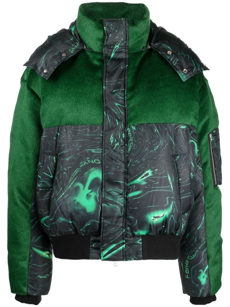 graphic-print padded jacket - 1