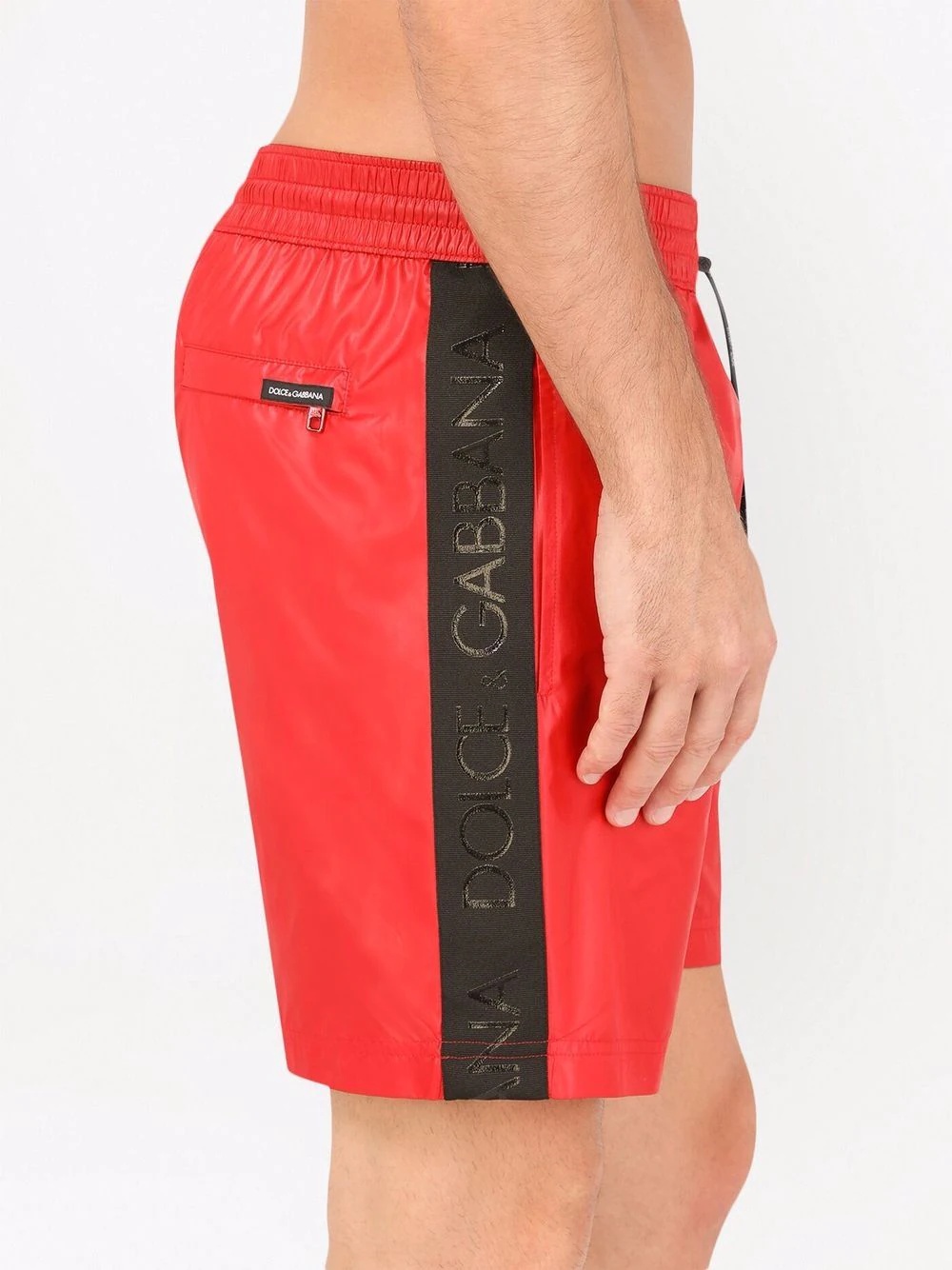 logo-band long swim shorts - 4