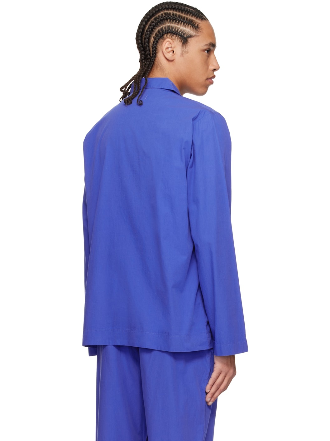 Blue Poplin Long-Sleeved Pyjama Shirt - 3
