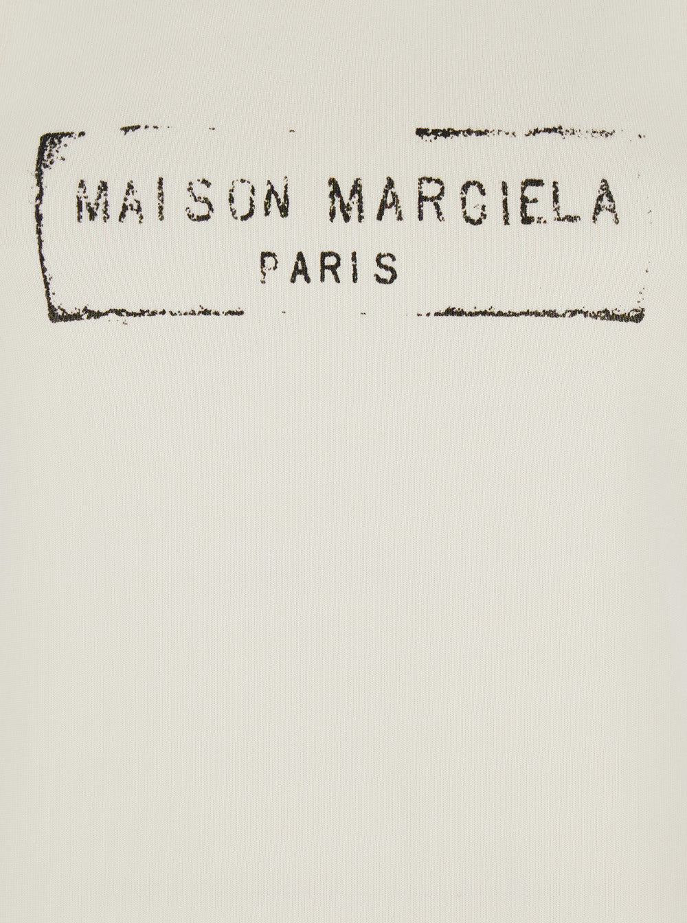 Maison Margiela Women Beige Top With Wide Neckline And Logo Printed On The Front In Viscose And Cott - 3
