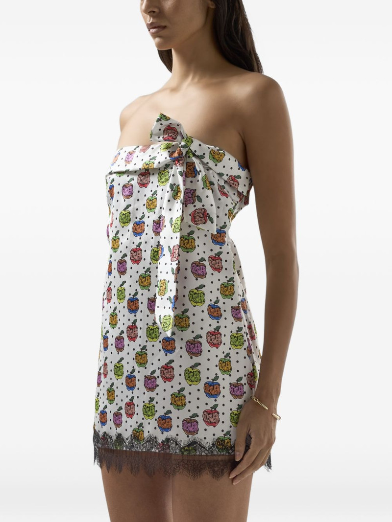 apple-print lace-detail mini dress 3
