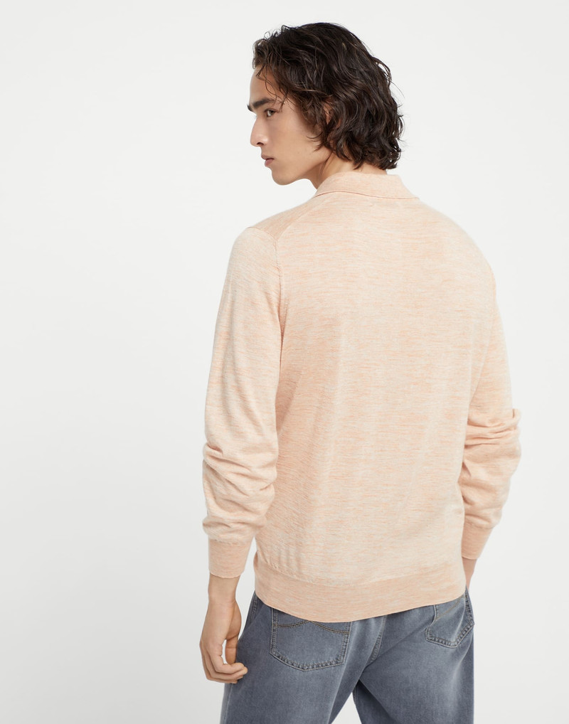 Brunello Cucinelli Lightweight cashmere, silk and linen knit polo shirt outlook