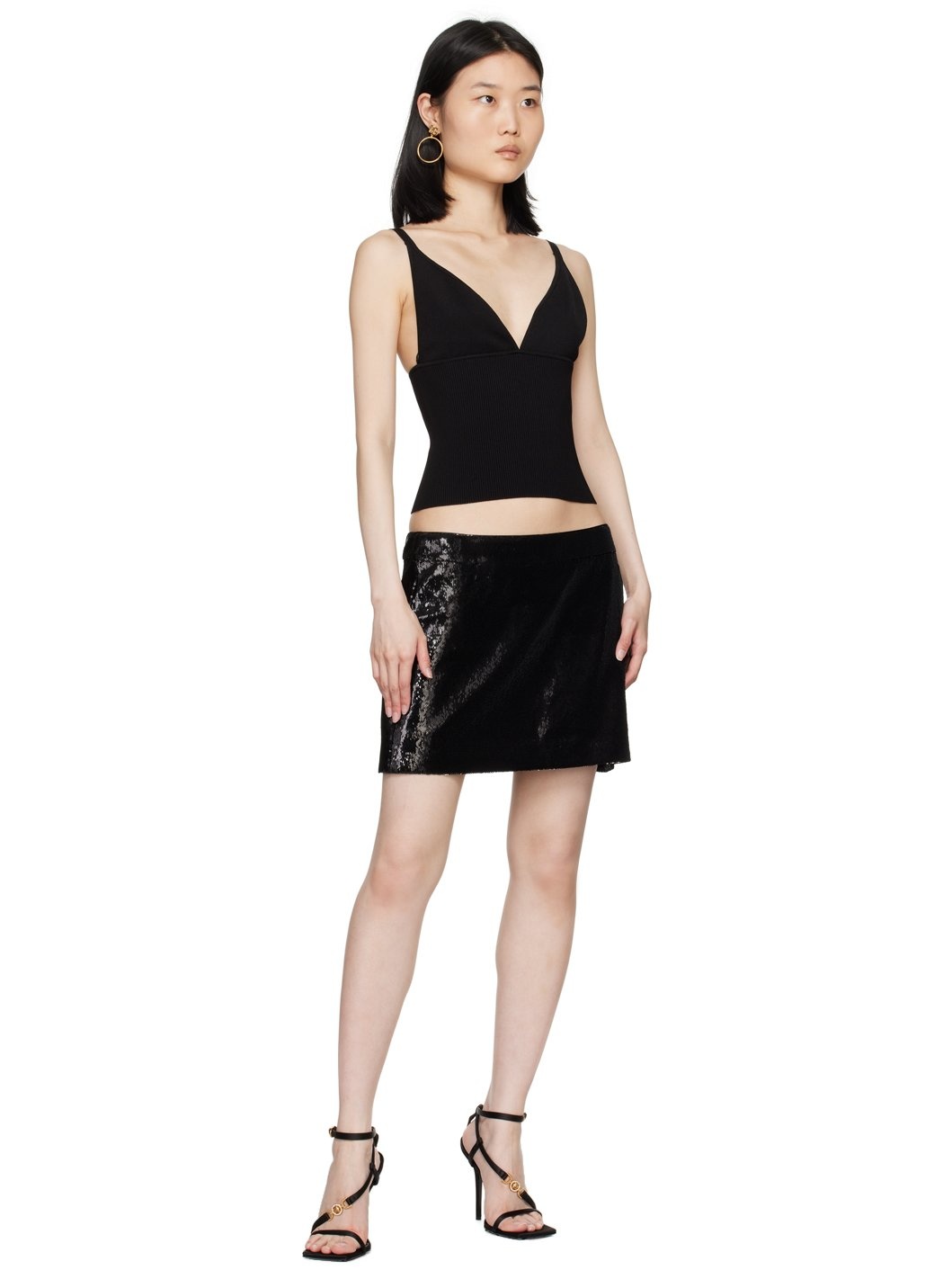 Black Micro-Sequin Miniskirt - 4