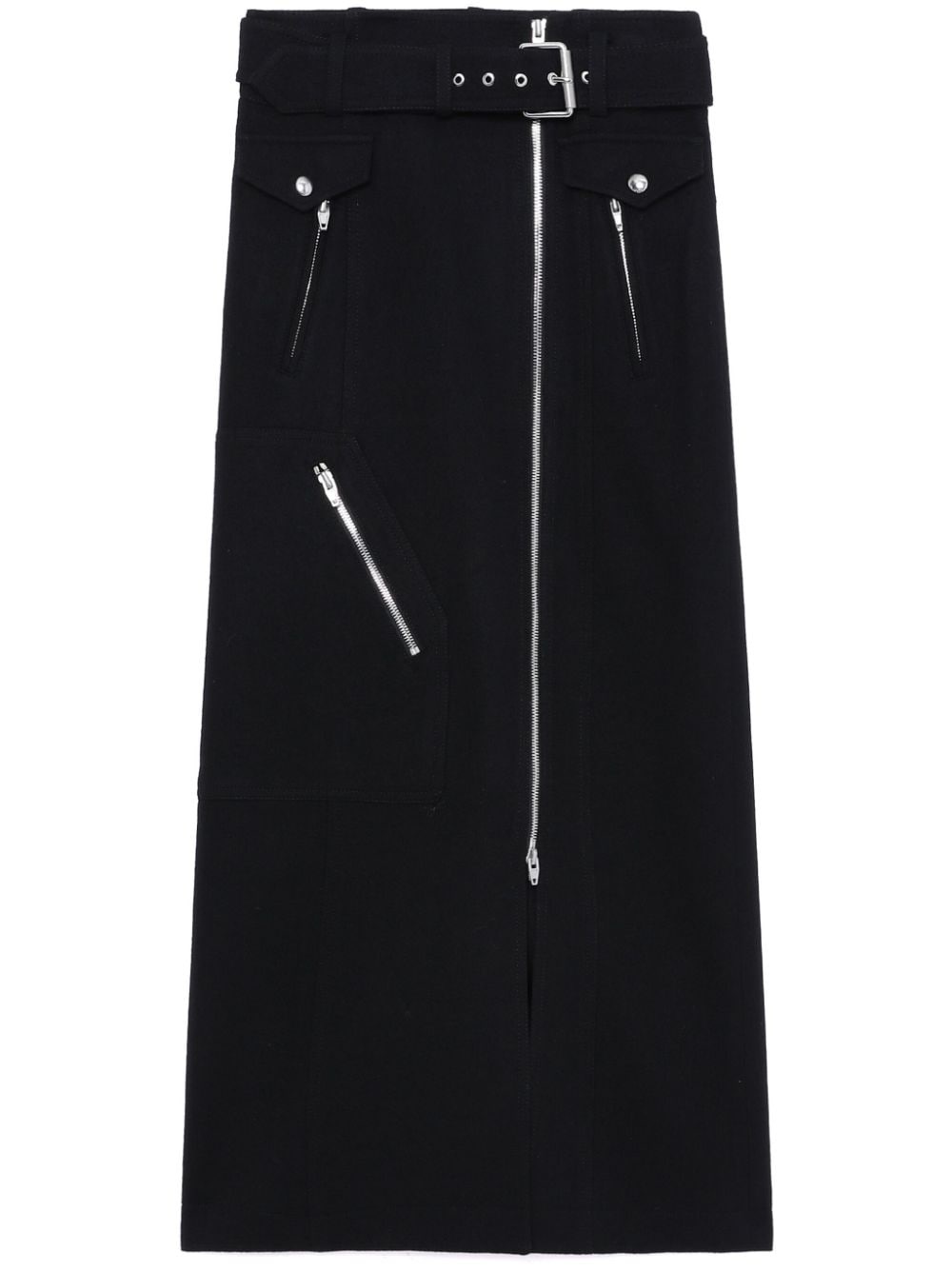 high-waisted zipped midi skirt - 1
