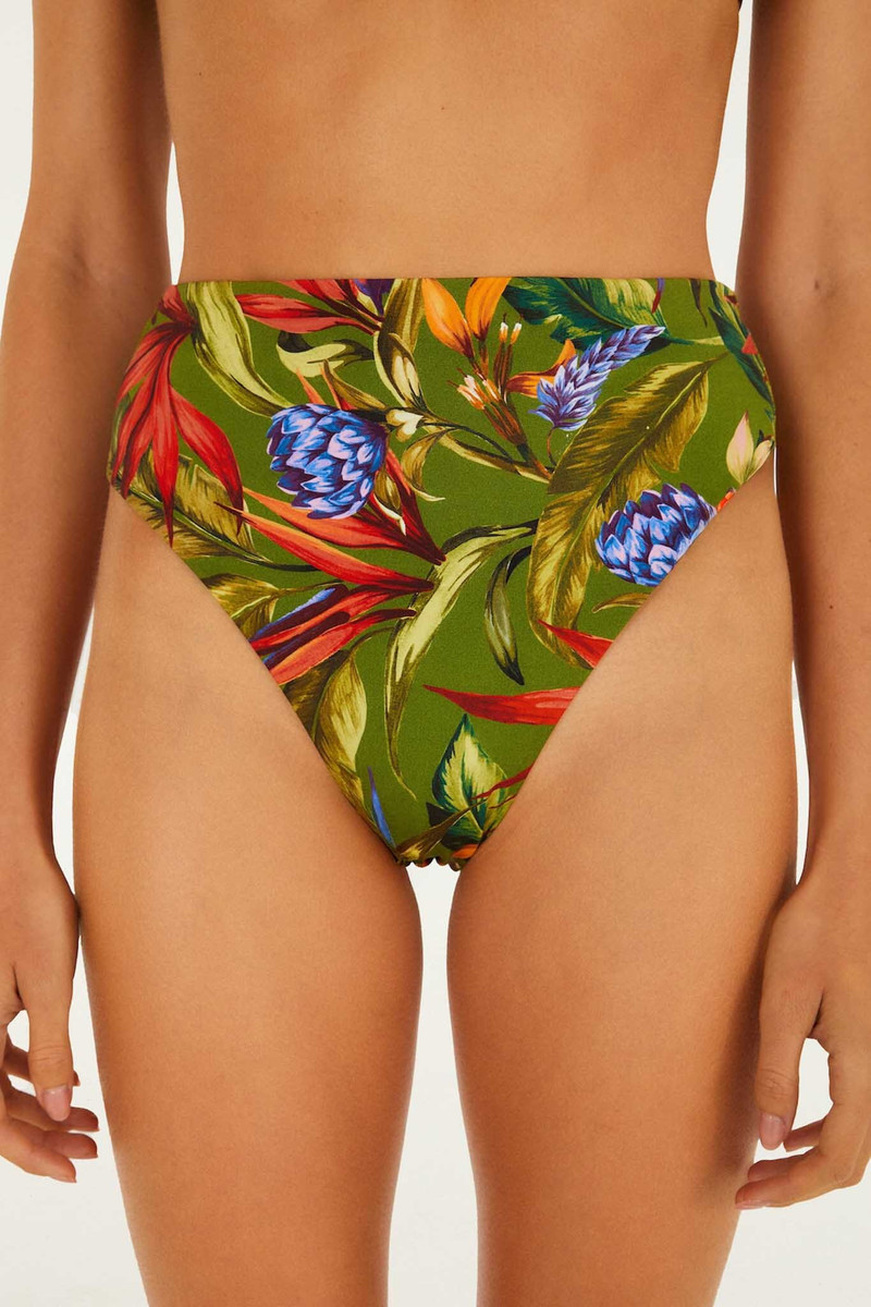 FARM RIO Dark Green Strelitzia Hot Pants Bikini Bottom outlook