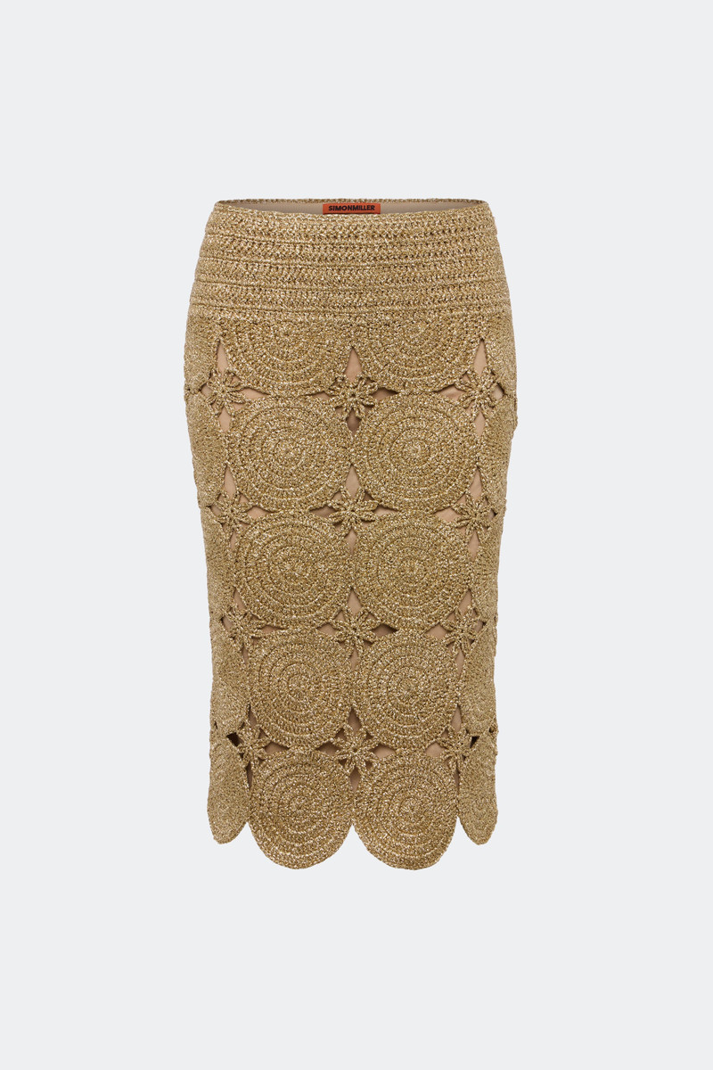 SIMONMILLER Beep Beep Midi Skirt In Star Gold outlook