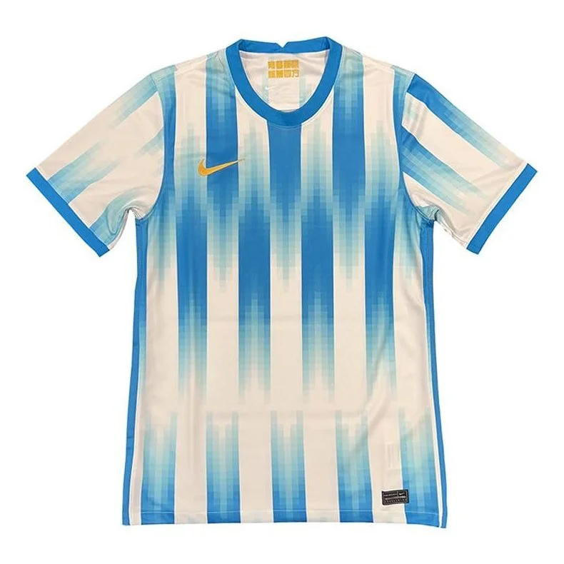 Men's Nike Contrasting Colors Stripe Soccer/Football Round Neck Short Sleeve Blue T-Shirt DB5749-100 - 1