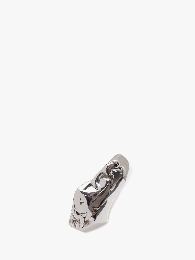 Crushed Chain Ear Cuff in Antique Silver - 3