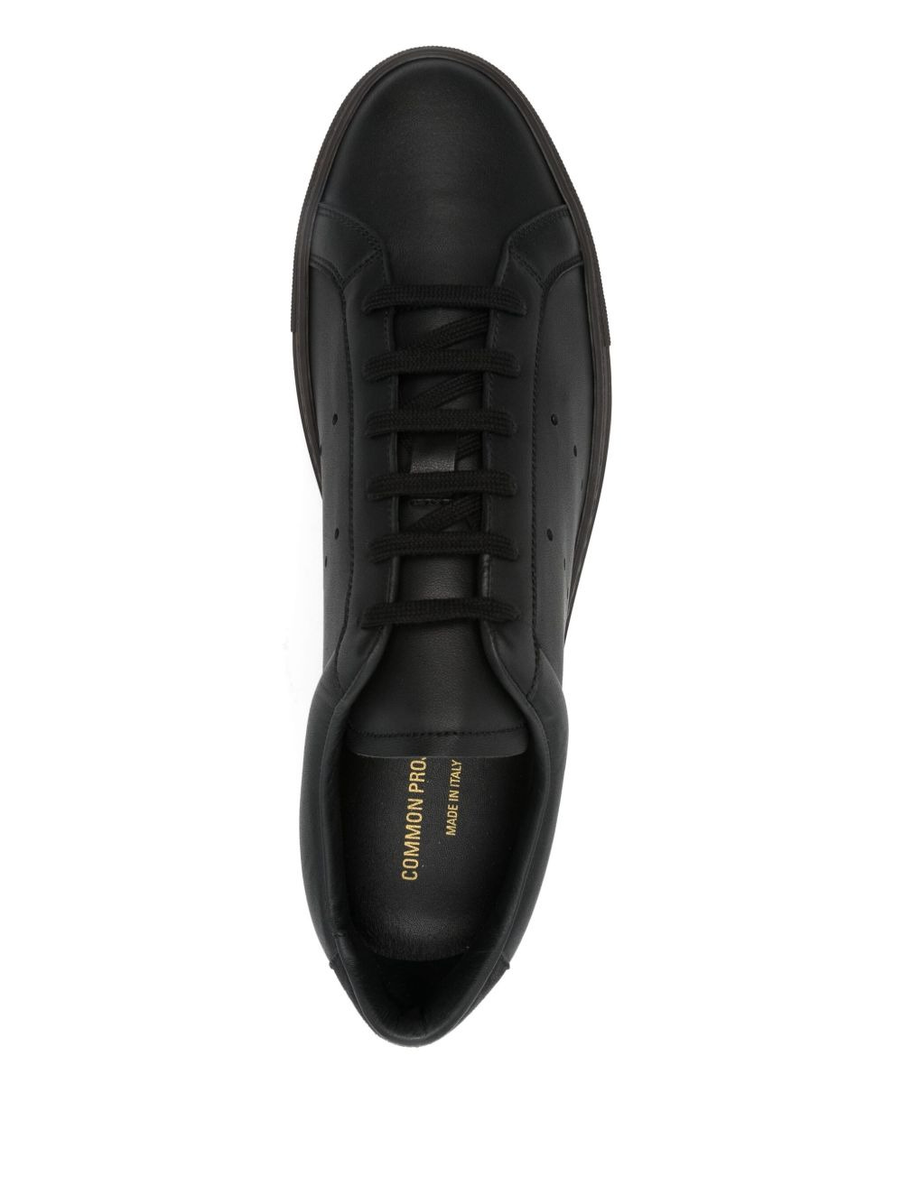 leather perforated sneakers - 4