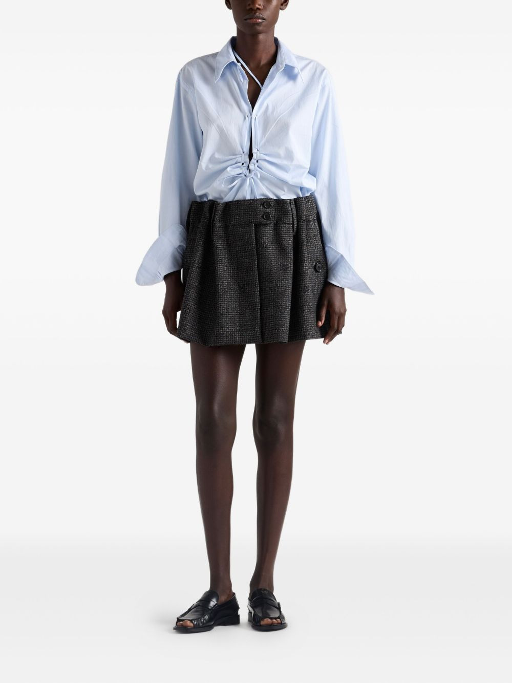 check-pattern wool mini skirt - 2