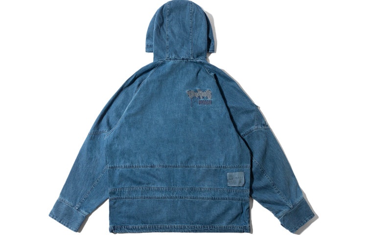Li-Ning BadFive Logo Half Zip Denim Hooded Jacket 'Indigo' AFDR909-1 - 2