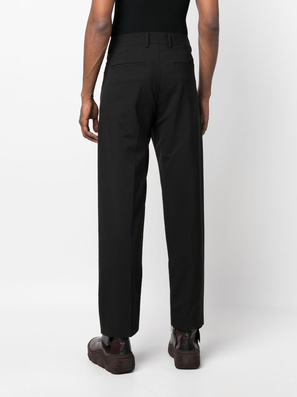 logo-embroidered tailored straight trousers - 4