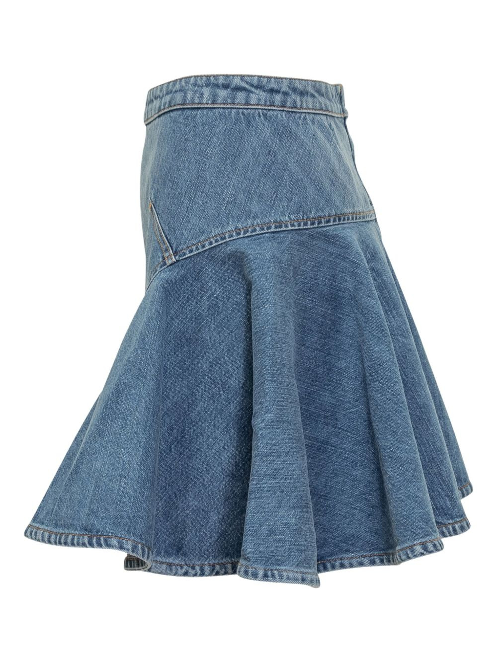 denim flared short A-line skirt - 3